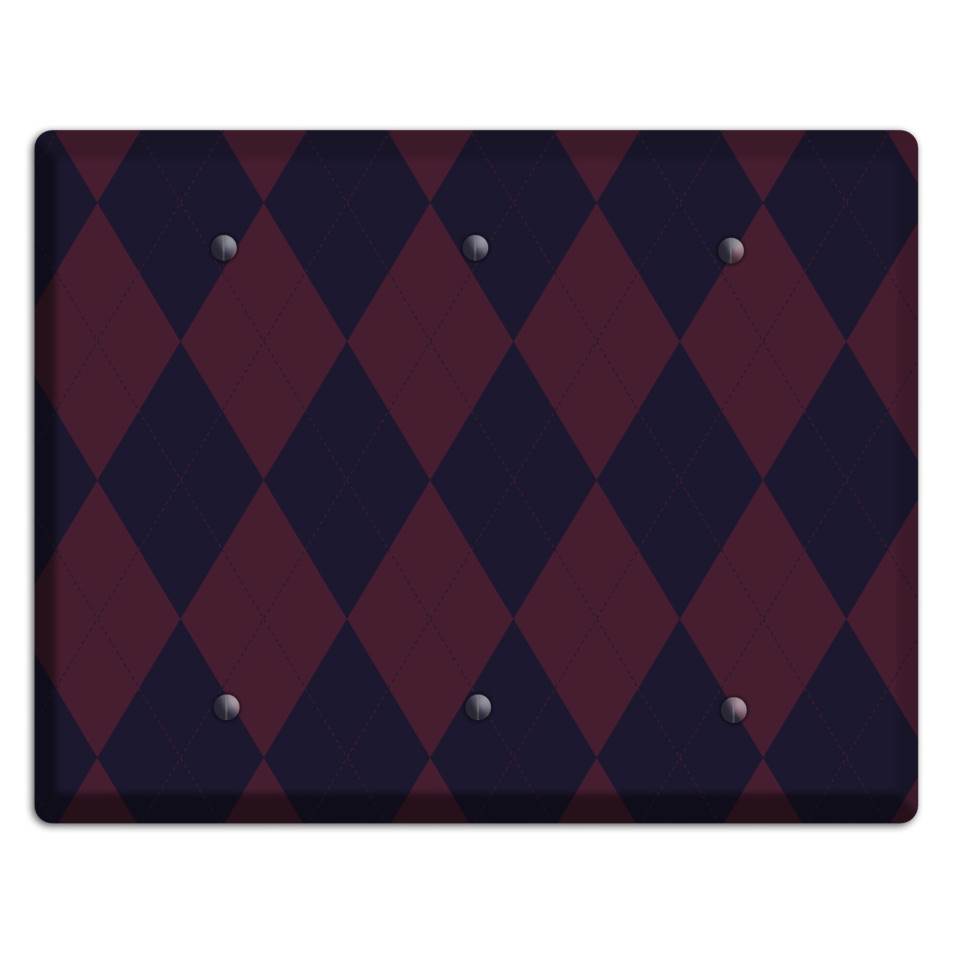 Dark Purple Argyle 3 Blank Wallplate