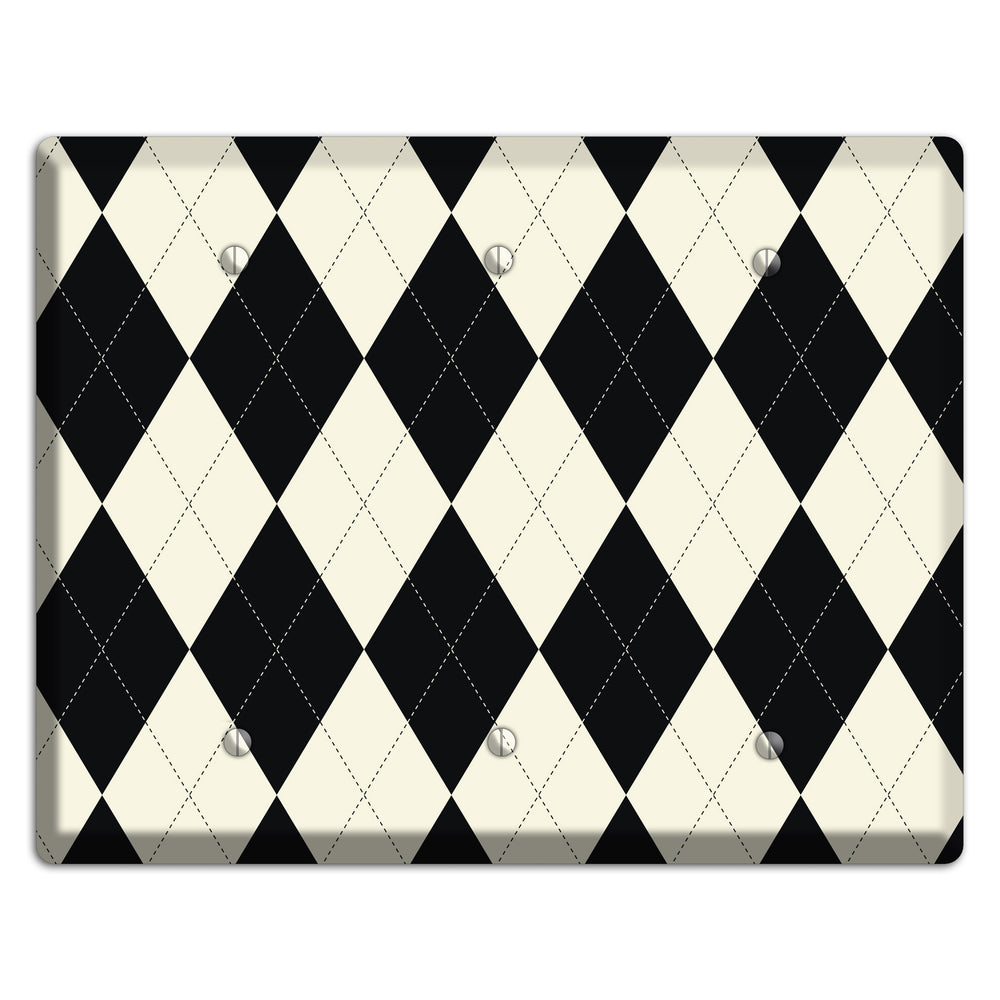 Black and Tan Argyle 3 Blank Wallplate
