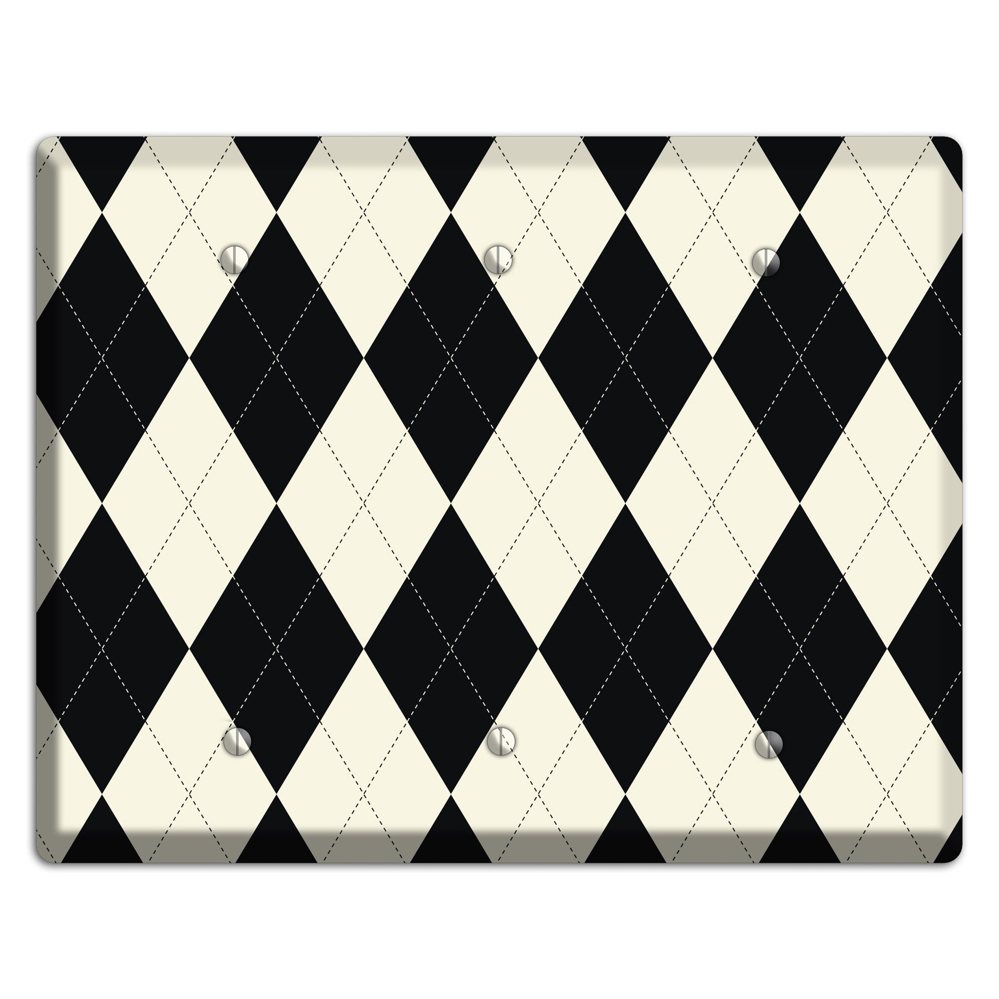 Black and Tan Argyle 3 Blank Wallplate