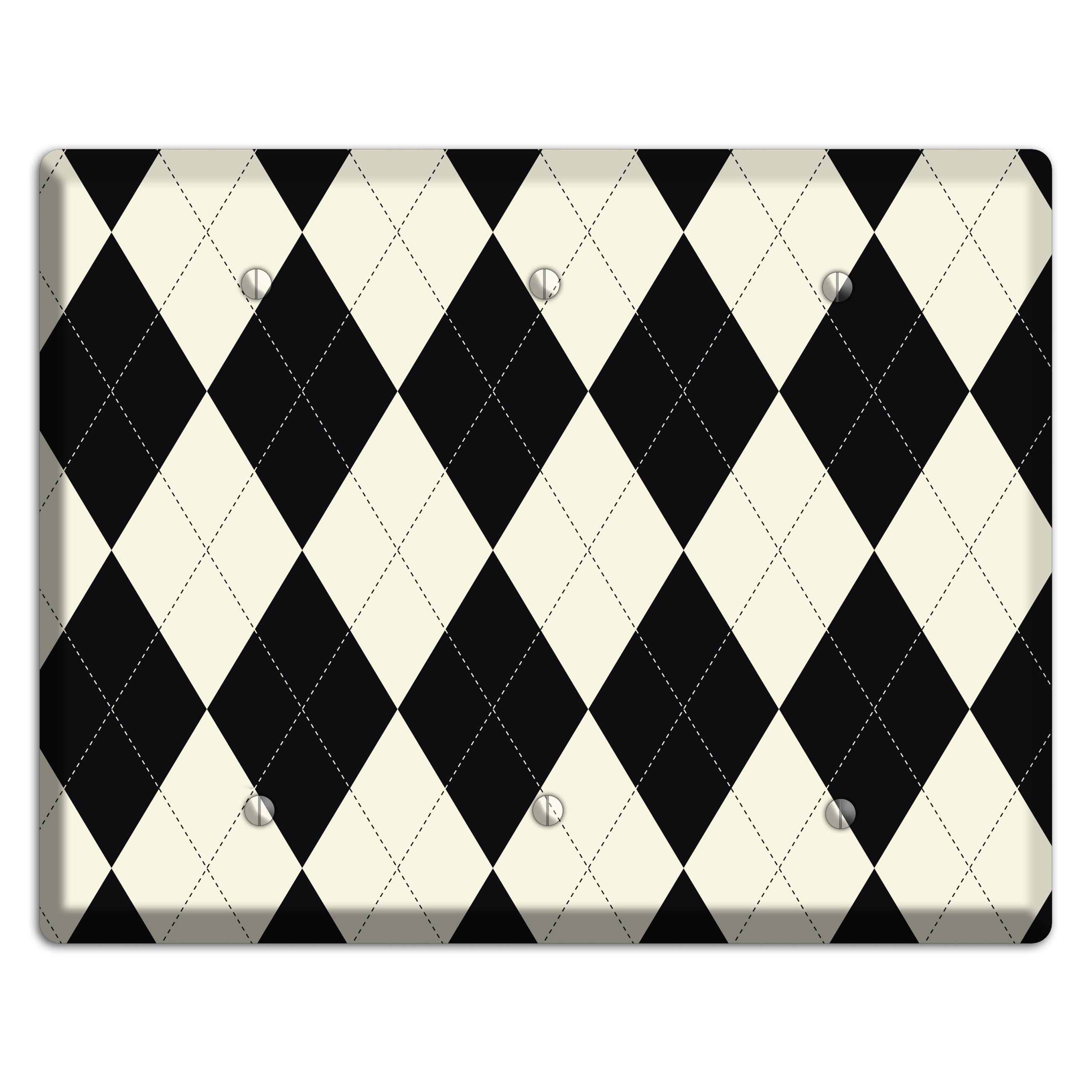 Black and Tan Argyle 3 Blank Wallplate