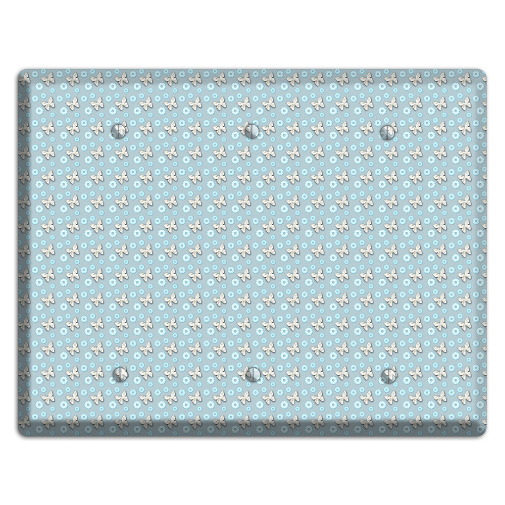 Blue with Butterflies 3 Blank Wallplate