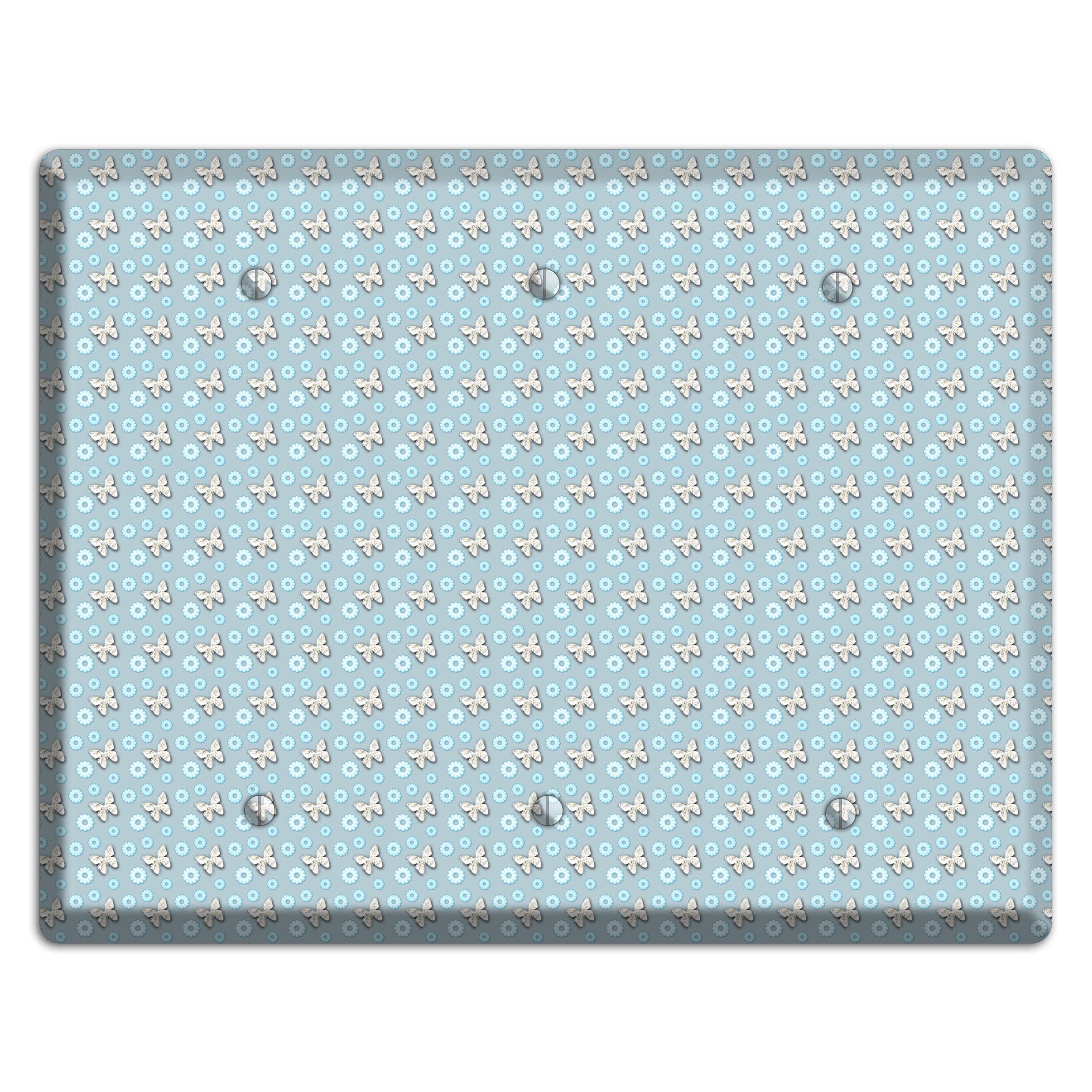 Blue with Butterflies 3 Blank Wallplate