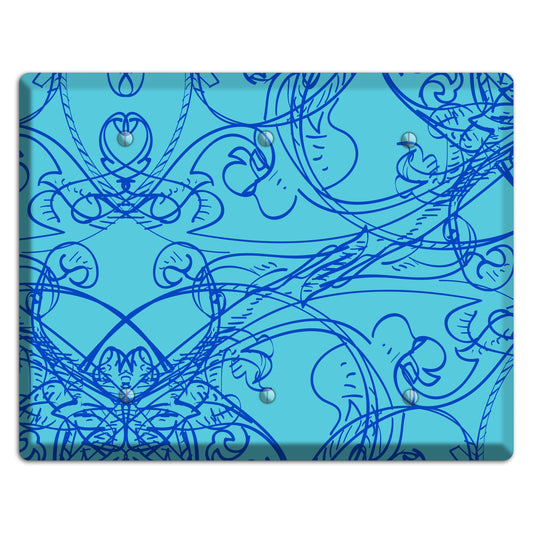 Turquoise Deco Sketch 3 Blank Wallplate
