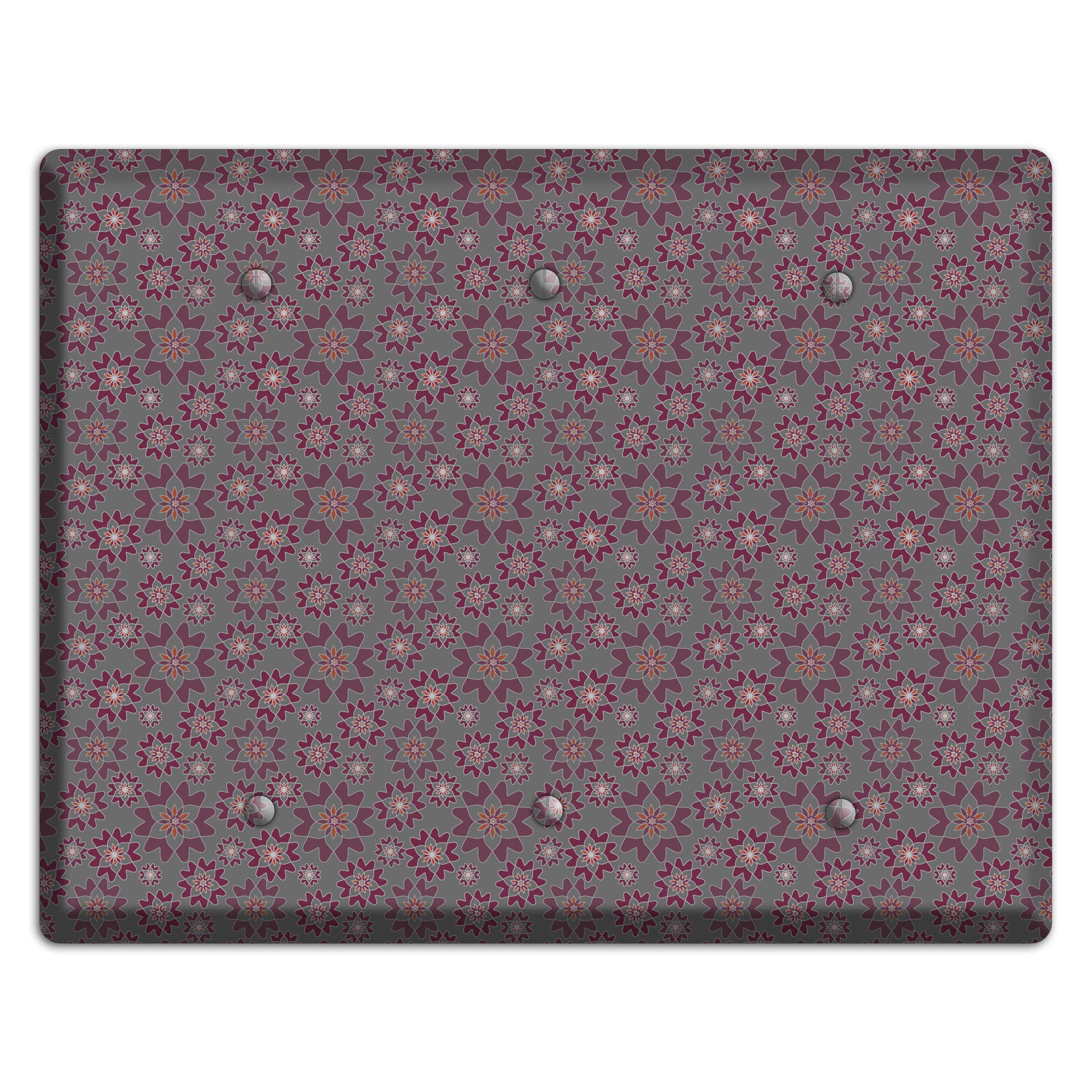 Grey with Tiny Burgundy Retro Suzani 3 Blank Wallplate