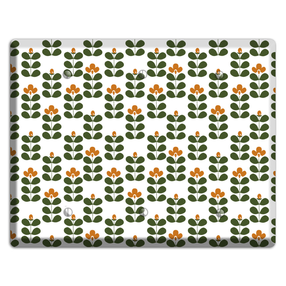 Umber Deco Floral Half Drop 3 Blank Wallplate