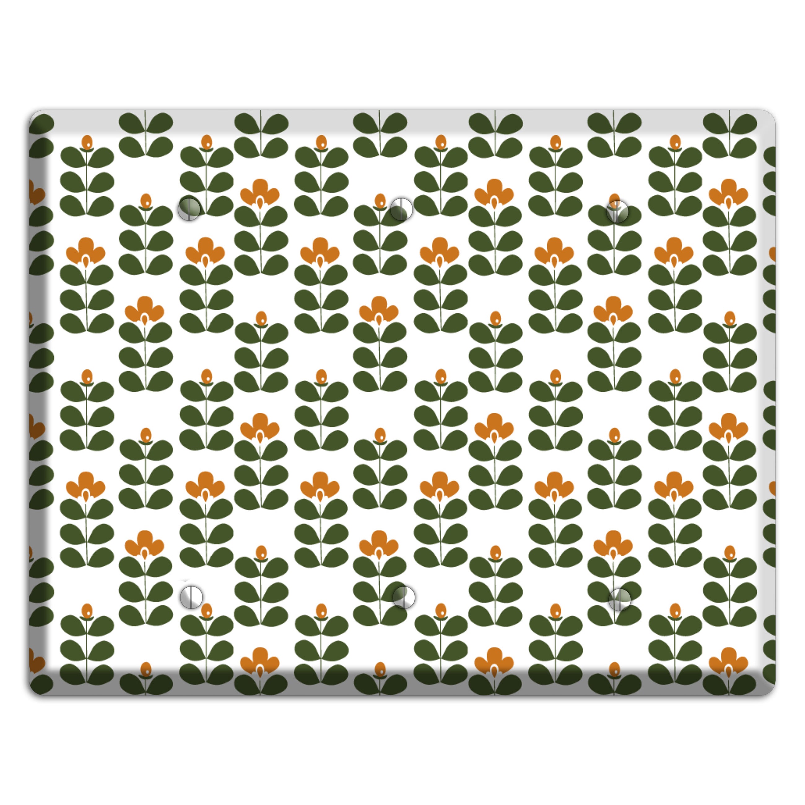 Umber Deco Floral Half Drop 3 Blank Wallplate