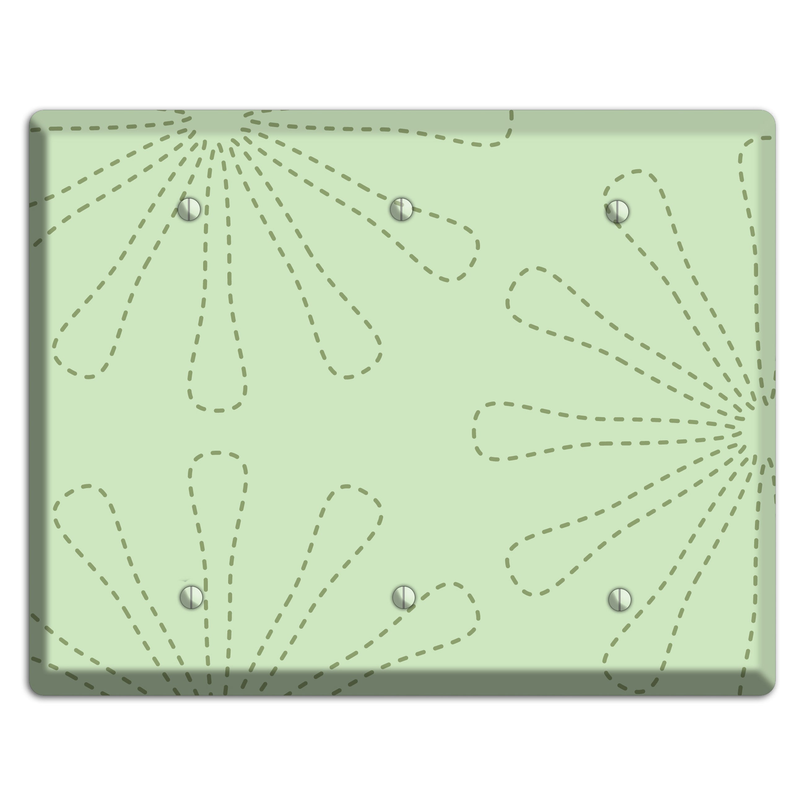 Sage Retro Stipple Floral Contour 3 Blank Wallplate