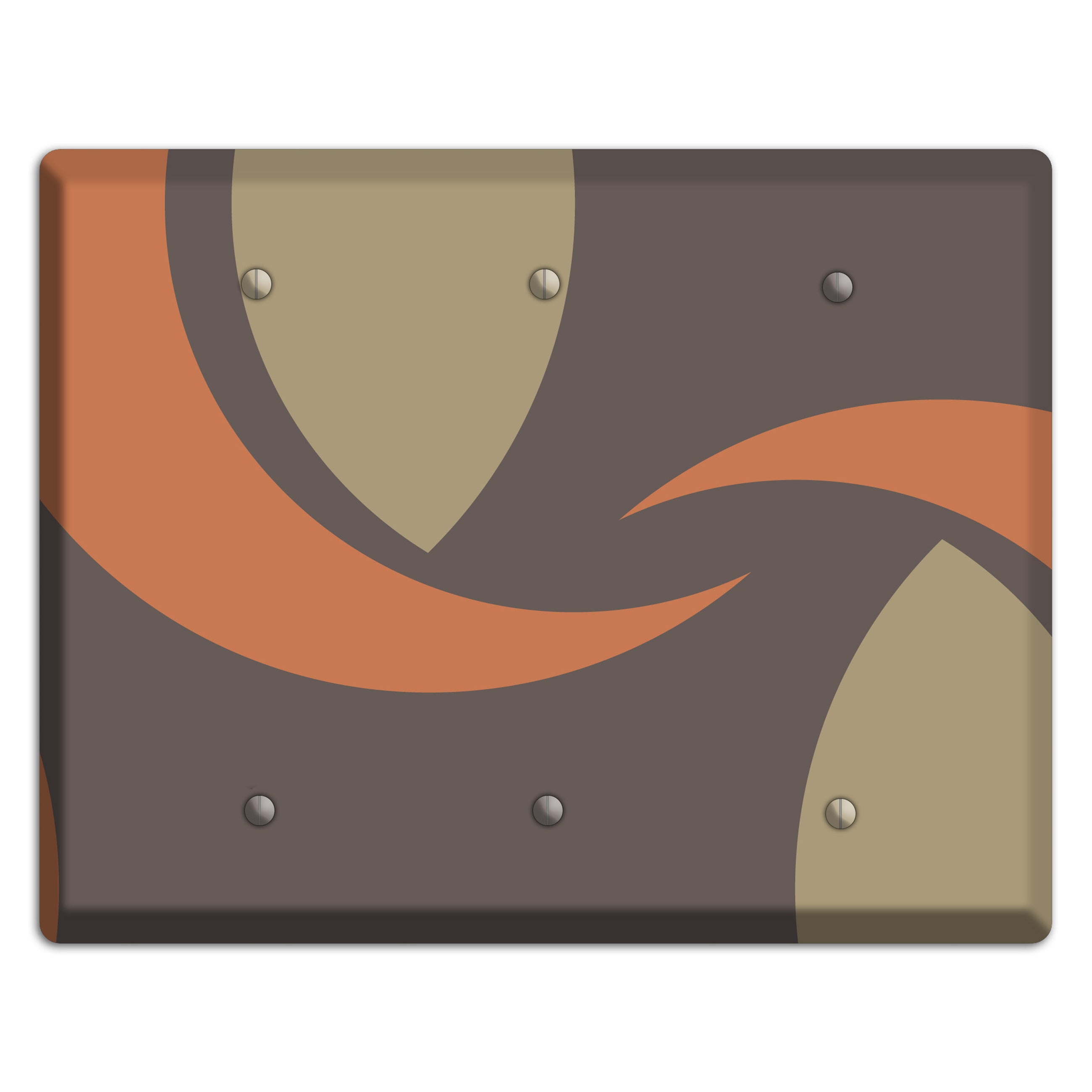 Grey Beige and Orange Abstract 3 Blank Wallplate