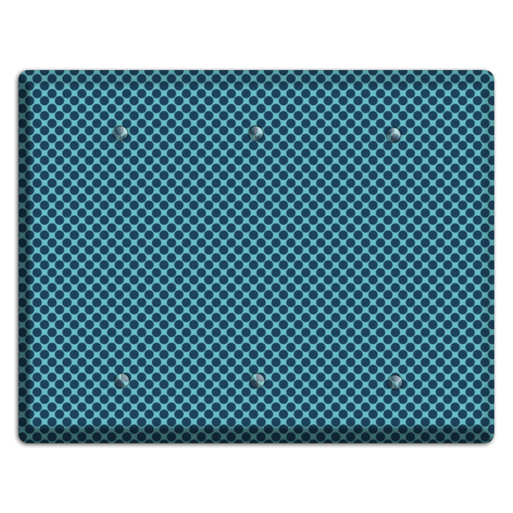 Turquoise with Blue Packed Polka Dots 3 Blank Wallplate