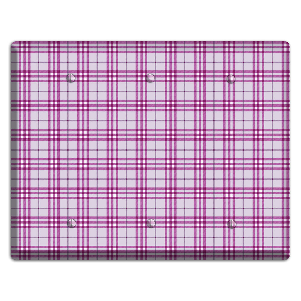 Purple Plaid 3 Blank Wallplate