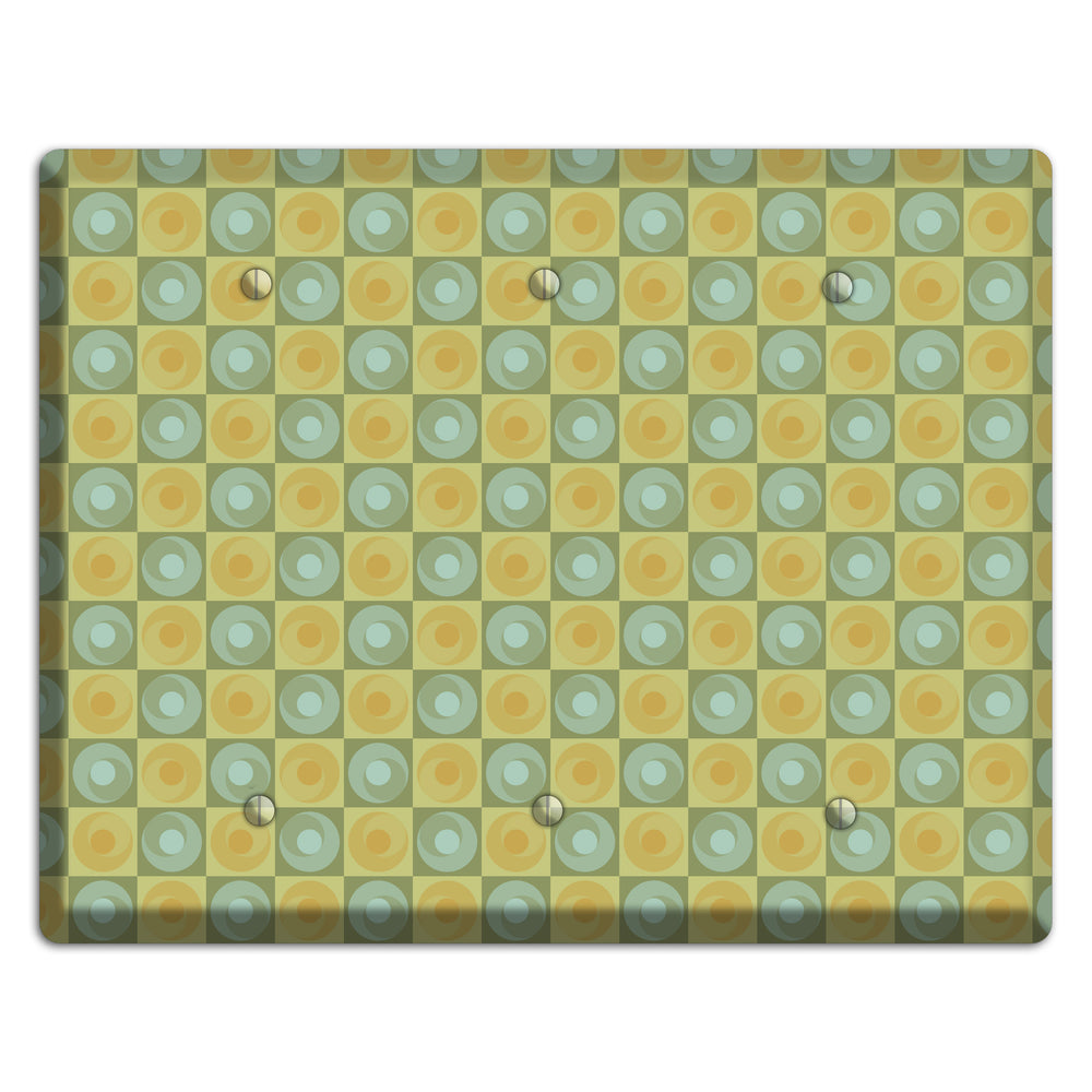 Green and Yellow Squares 3 Blank Wallplate