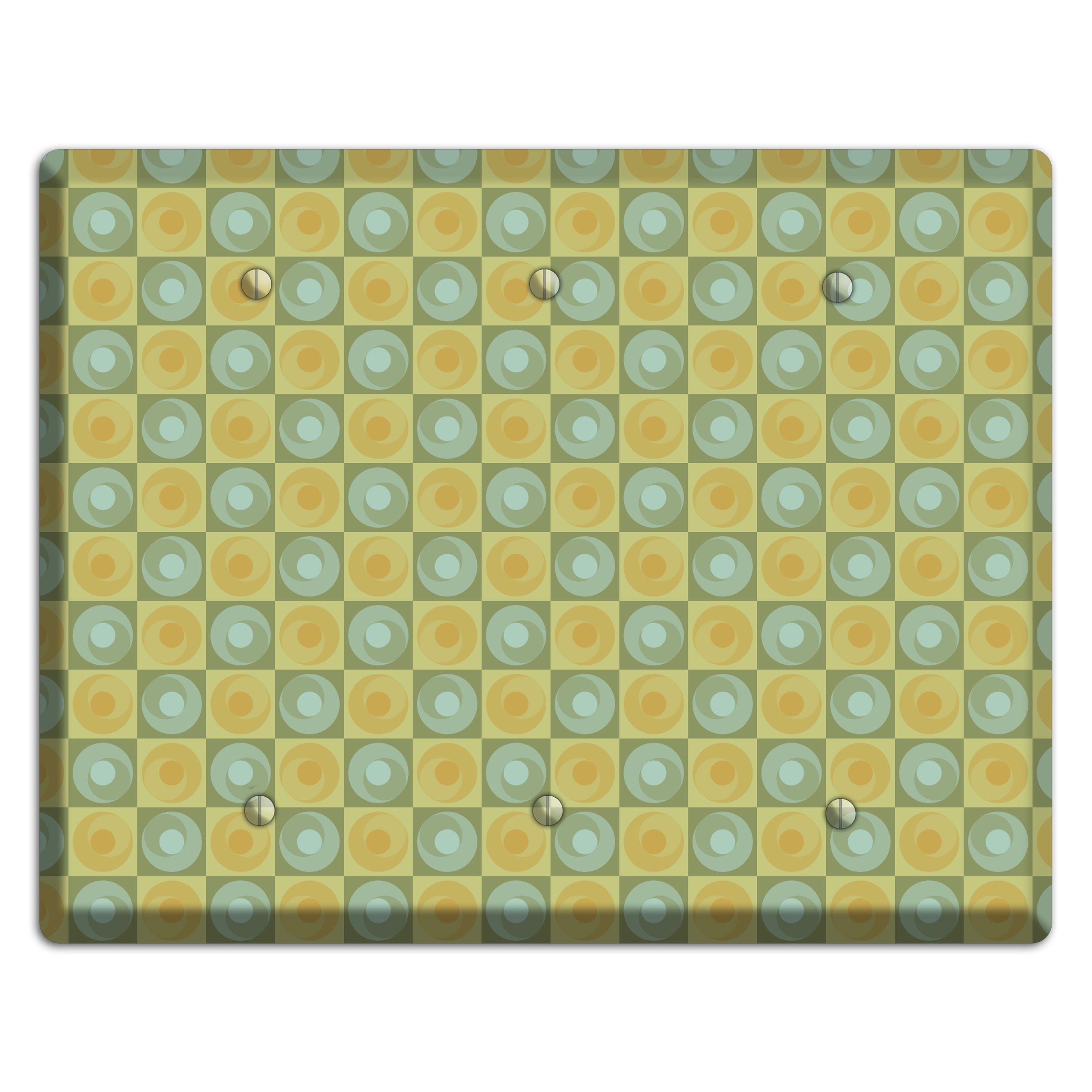 Green and Yellow Squares 3 Blank Wallplate