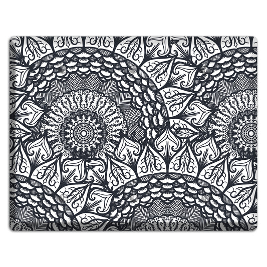 Mandala Black and White Style L Cover Plates 3 Blank Wallplate
