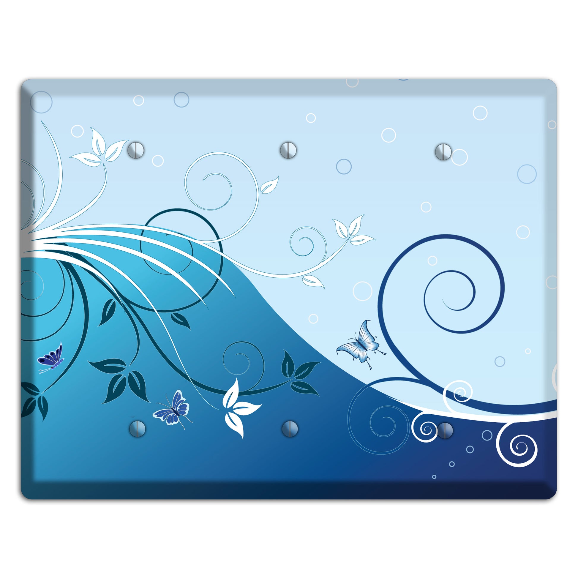 Blue Floral Sprig 3 Blank Wallplate