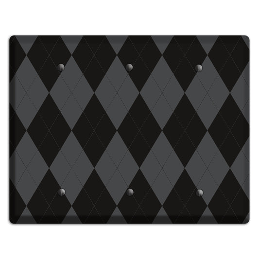 Black and Grey Argyle 3 Blank Wallplate