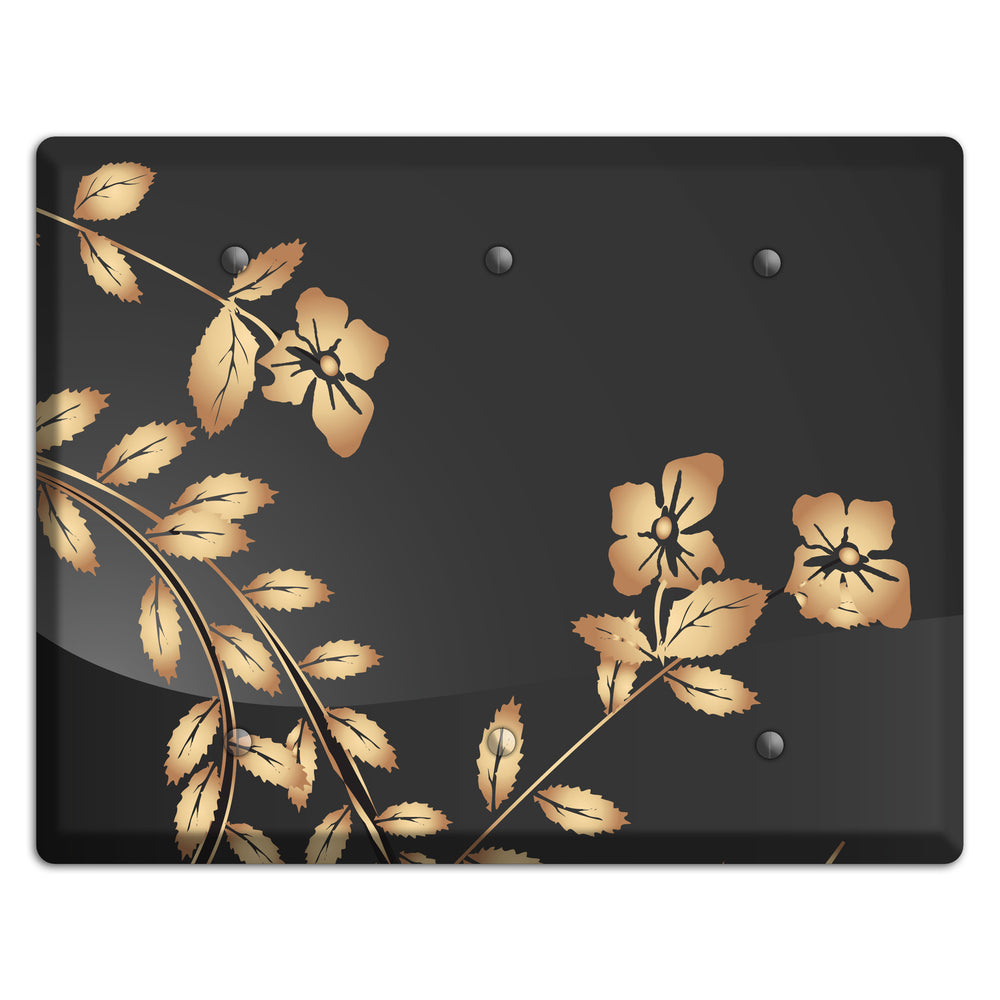 Black Sprig 3 Blank Wallplate