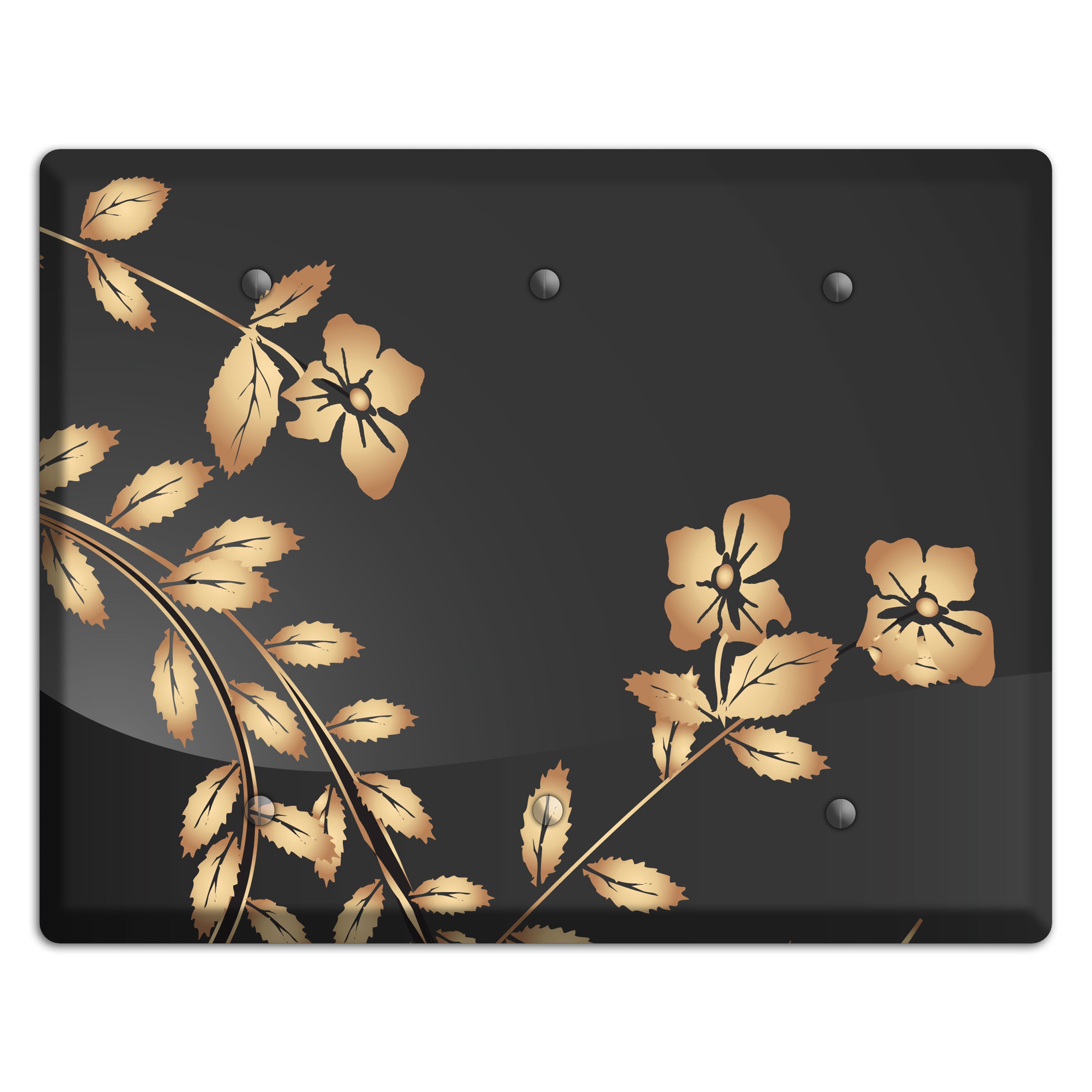 Black Sprig 3 Blank Wallplate