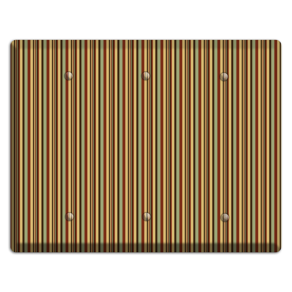 Red and Green Stripes 3 Blank Wallplate