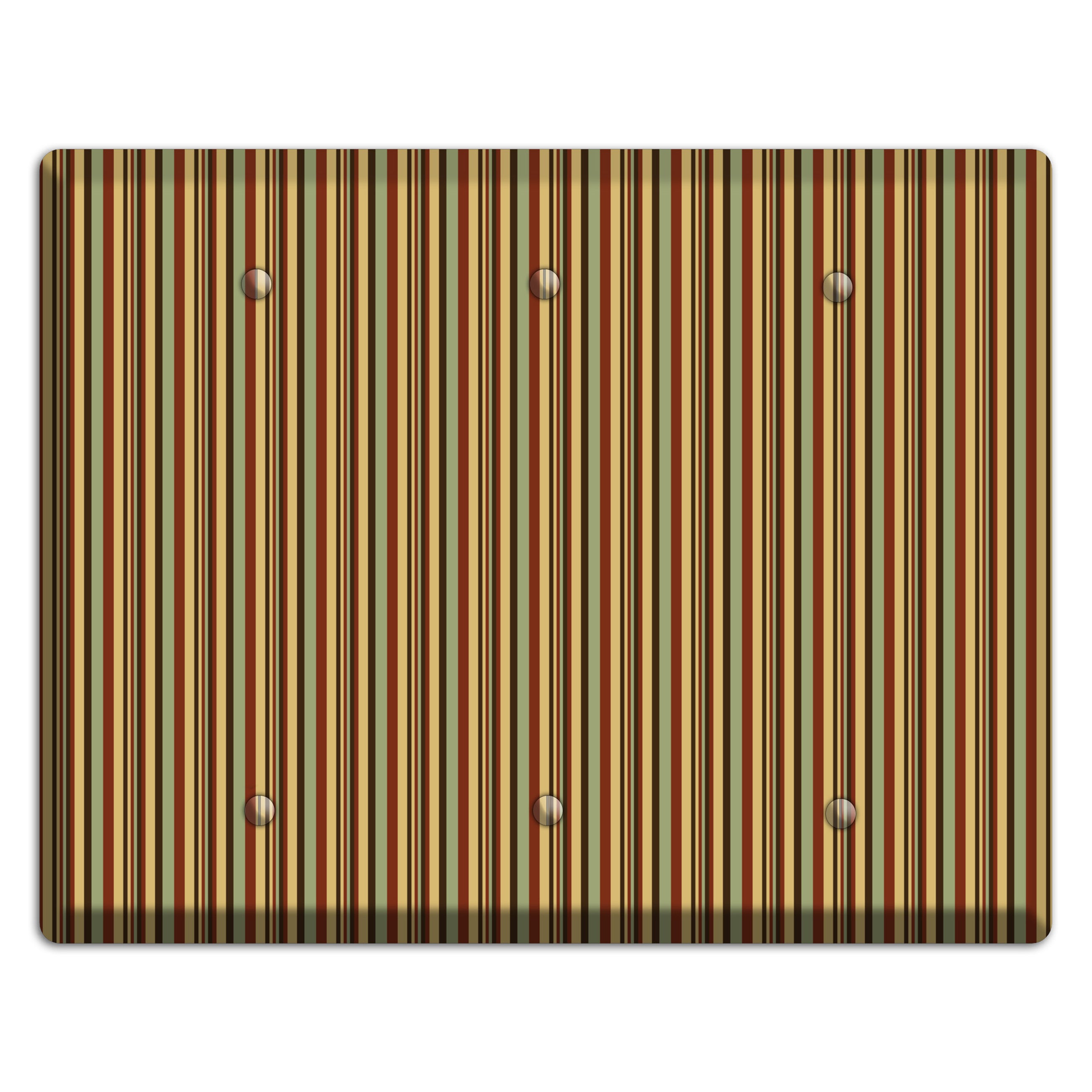 Red and Green Stripes 3 Blank Wallplate