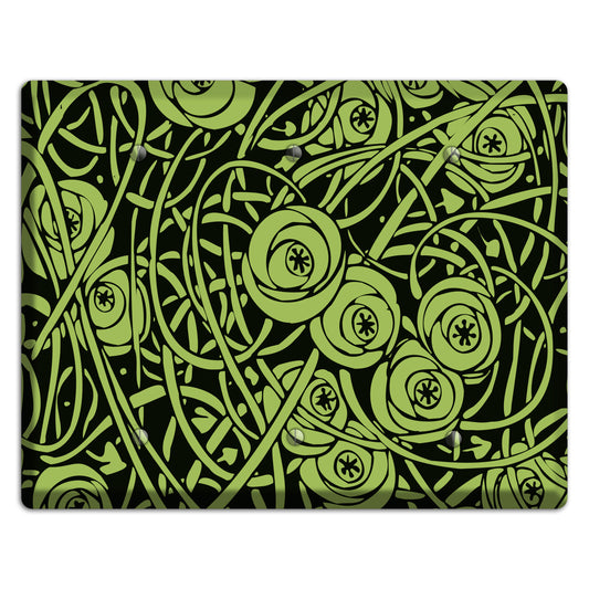 Green Deco Floral 3 Blank Wallplate