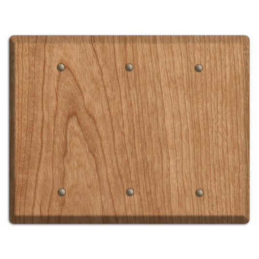 Cherry Wood Triple Blank Cover Plate