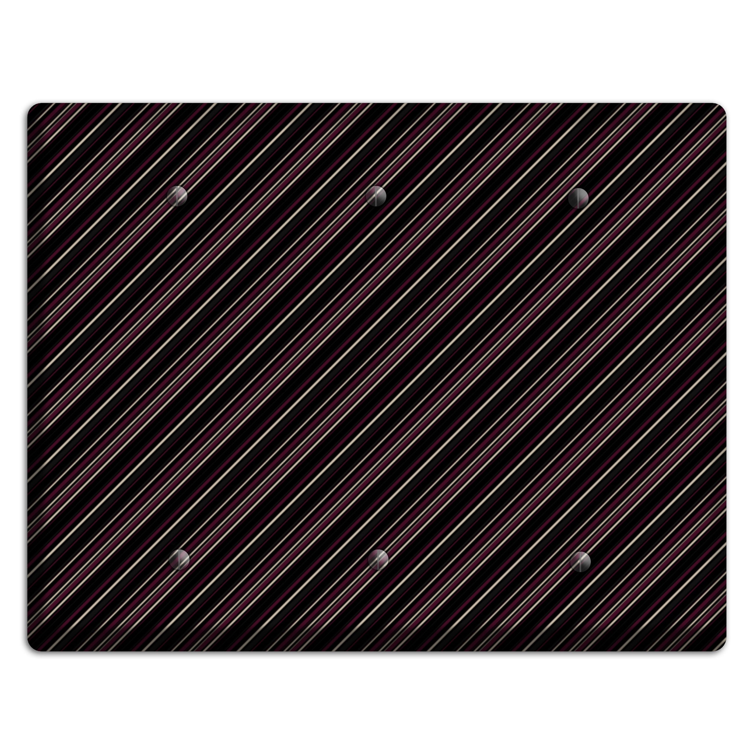 Black with White and Burgundy Angled Pinstripe 3 Blank Wallplate