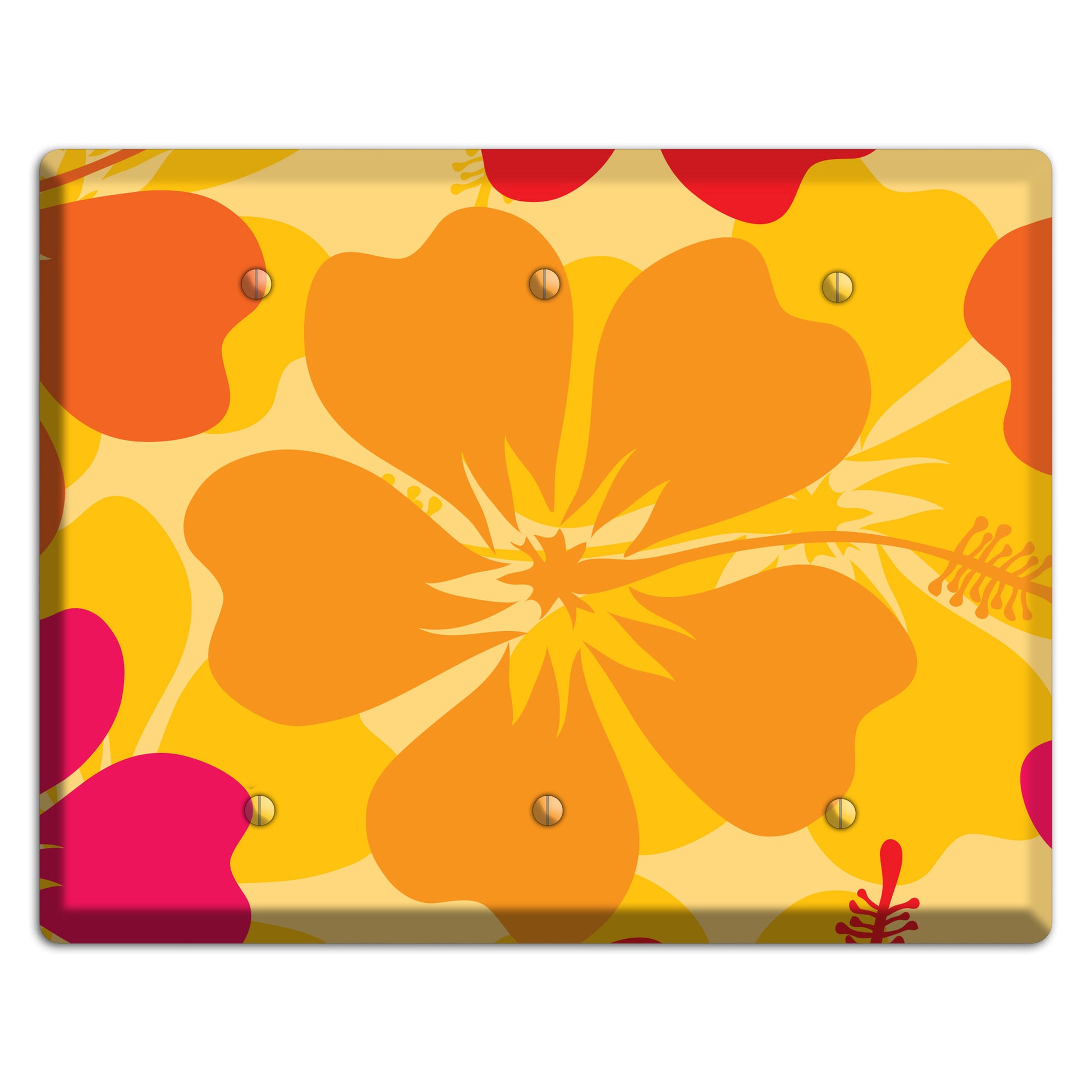 Orange Retro Flowers 2 3 Blank Wallplate
