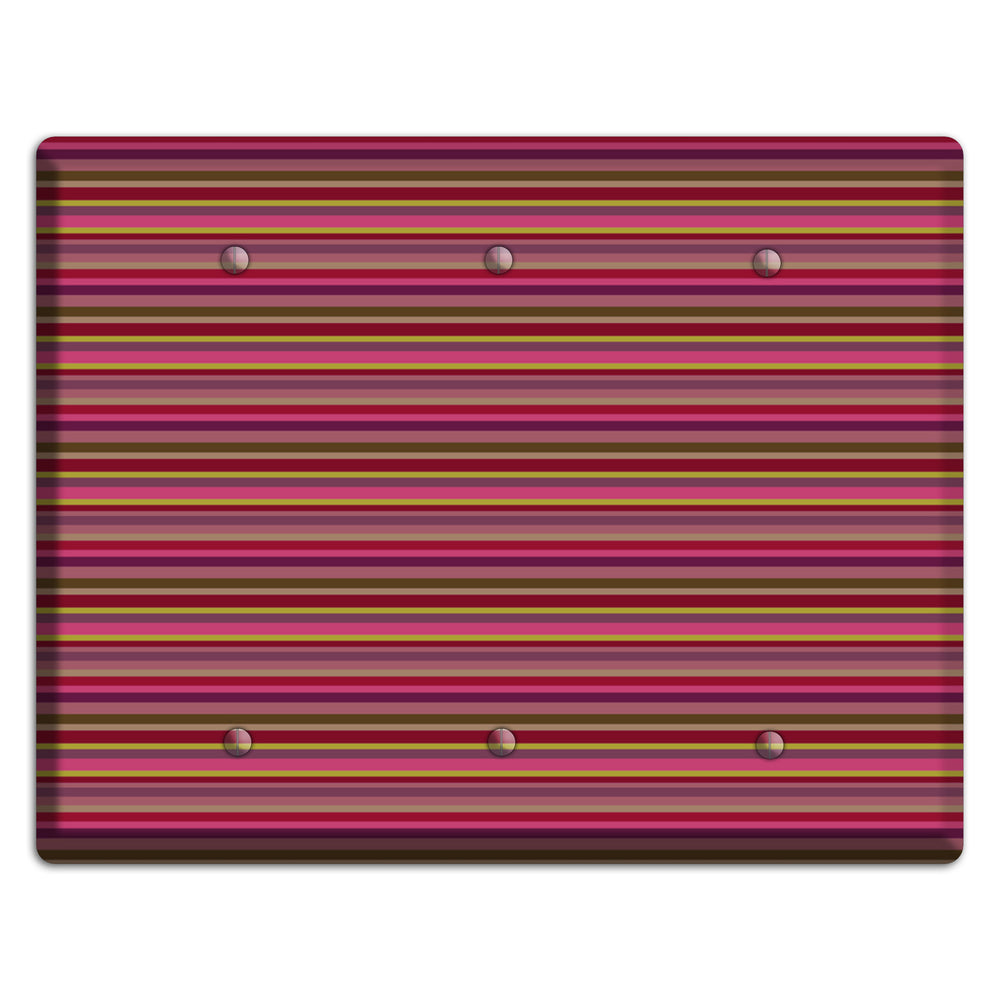 Fuschia Multi Horizontal Stripes 3 Blank Wallplate