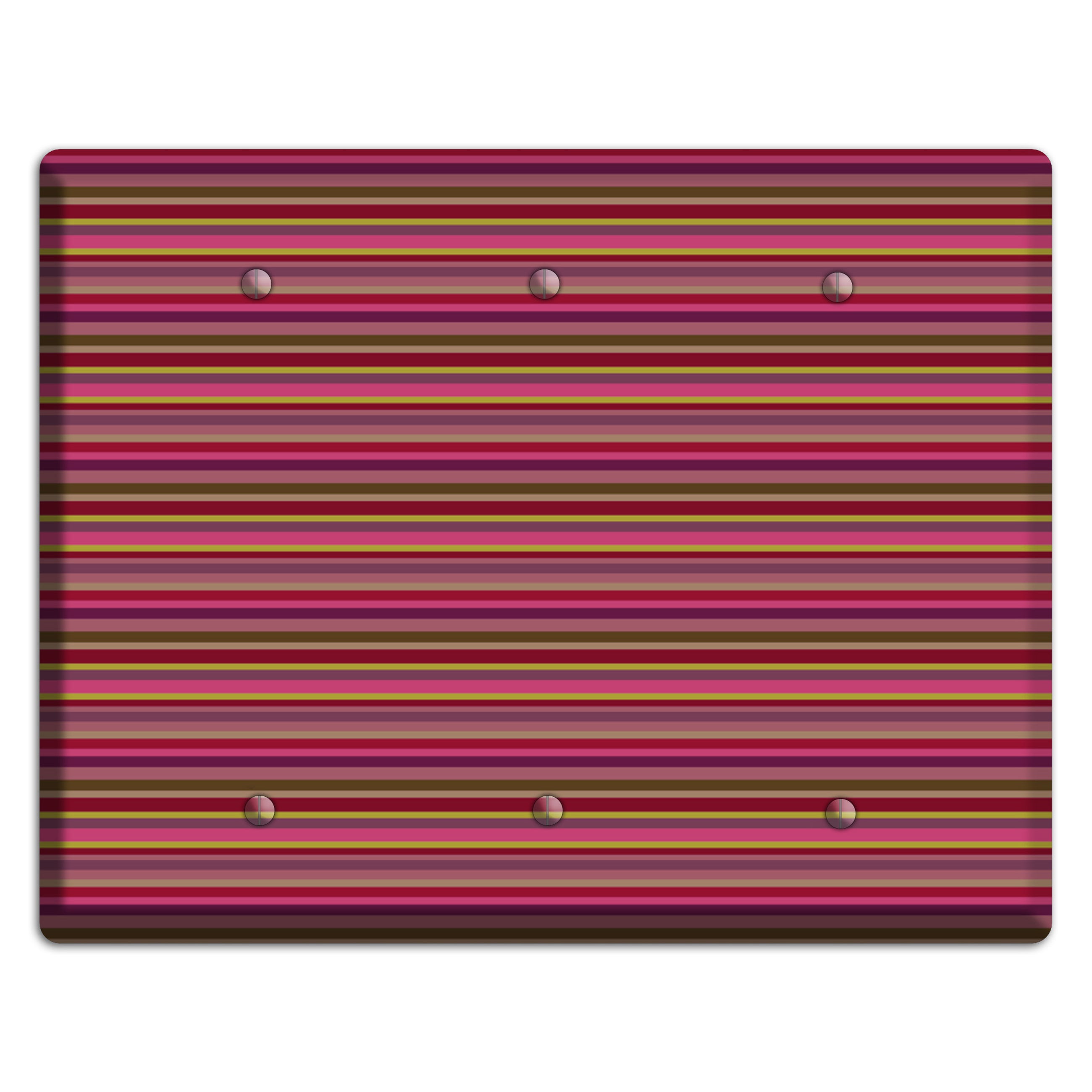 Fuschia Multi Horizontal Stripes 3 Blank Wallplate