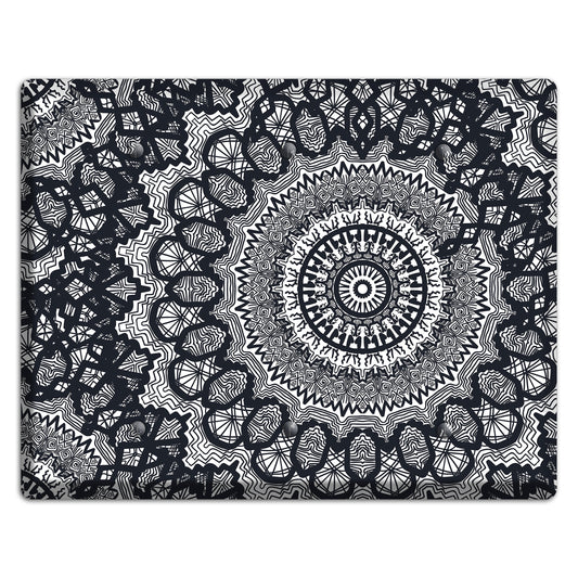 Mandala Black and White Style T Cover Plates 3 Blank Wallplate