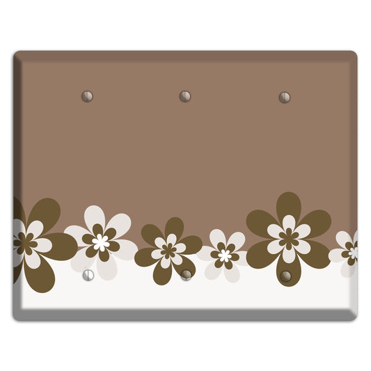 Brown Hippie Flowers 3 Blank Wallplate