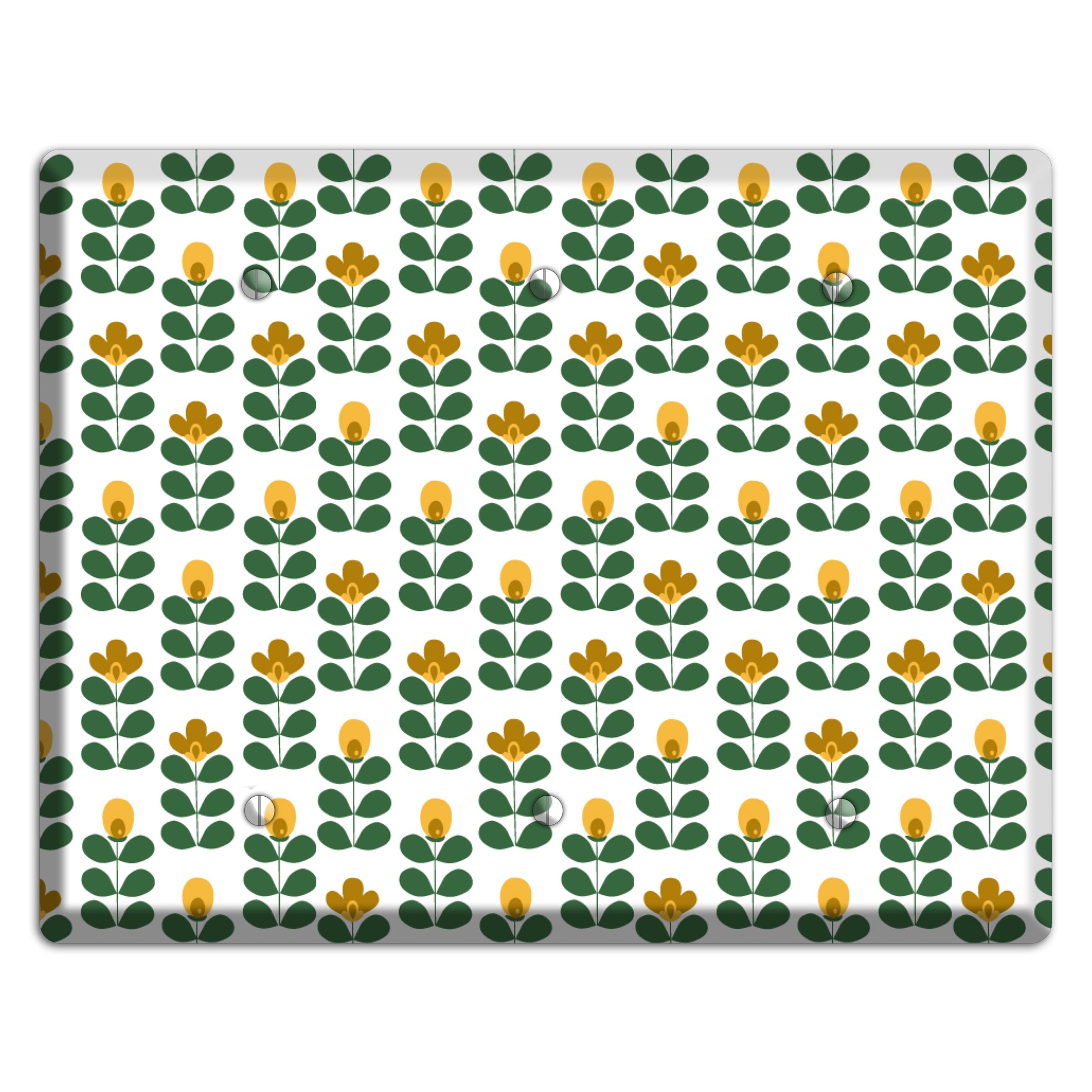 Dark Green Deco Floral Half Drop 3 Blank Wallplate