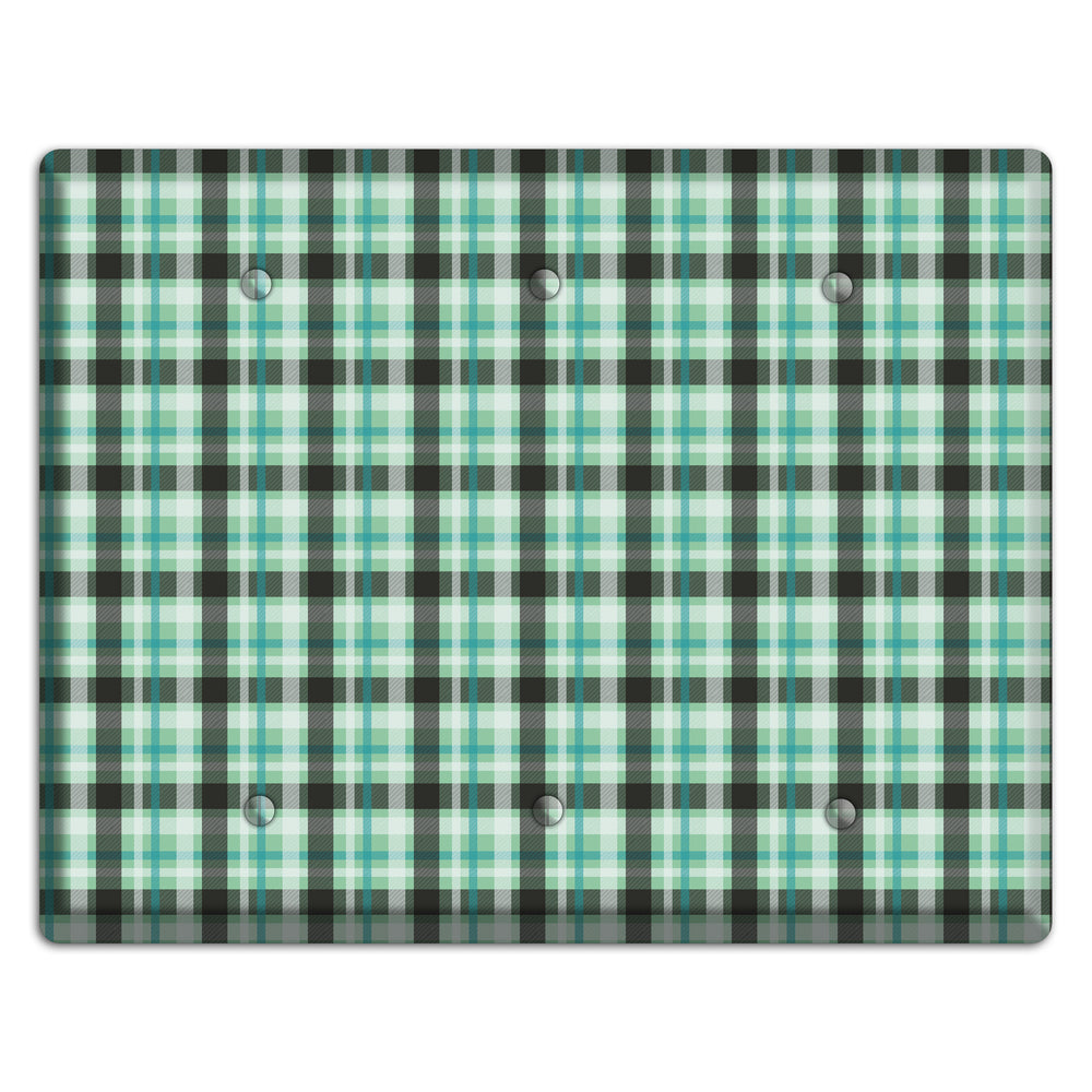 Multi Green Plaid 3 Blank Wallplate