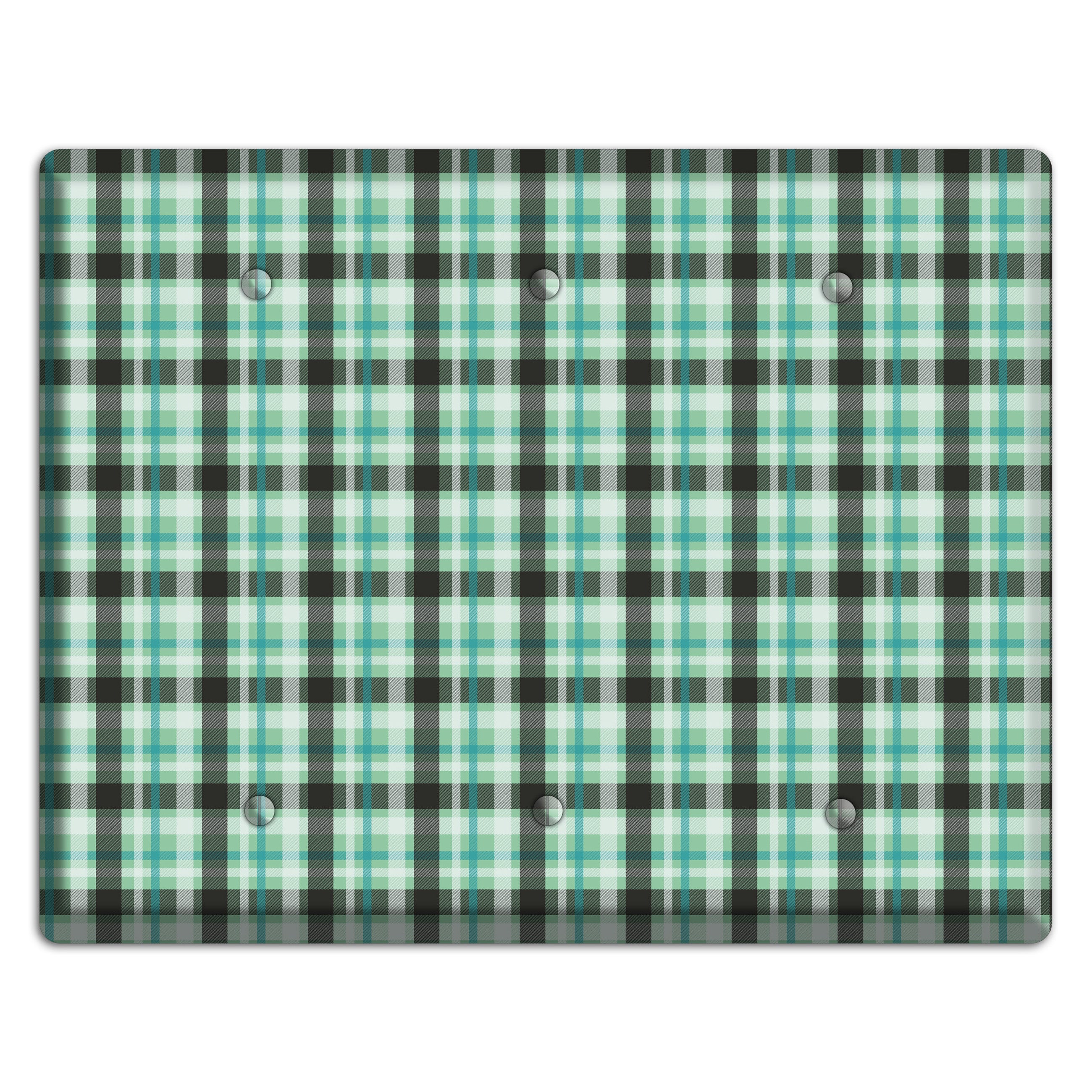 Multi Green Plaid 3 Blank Wallplate
