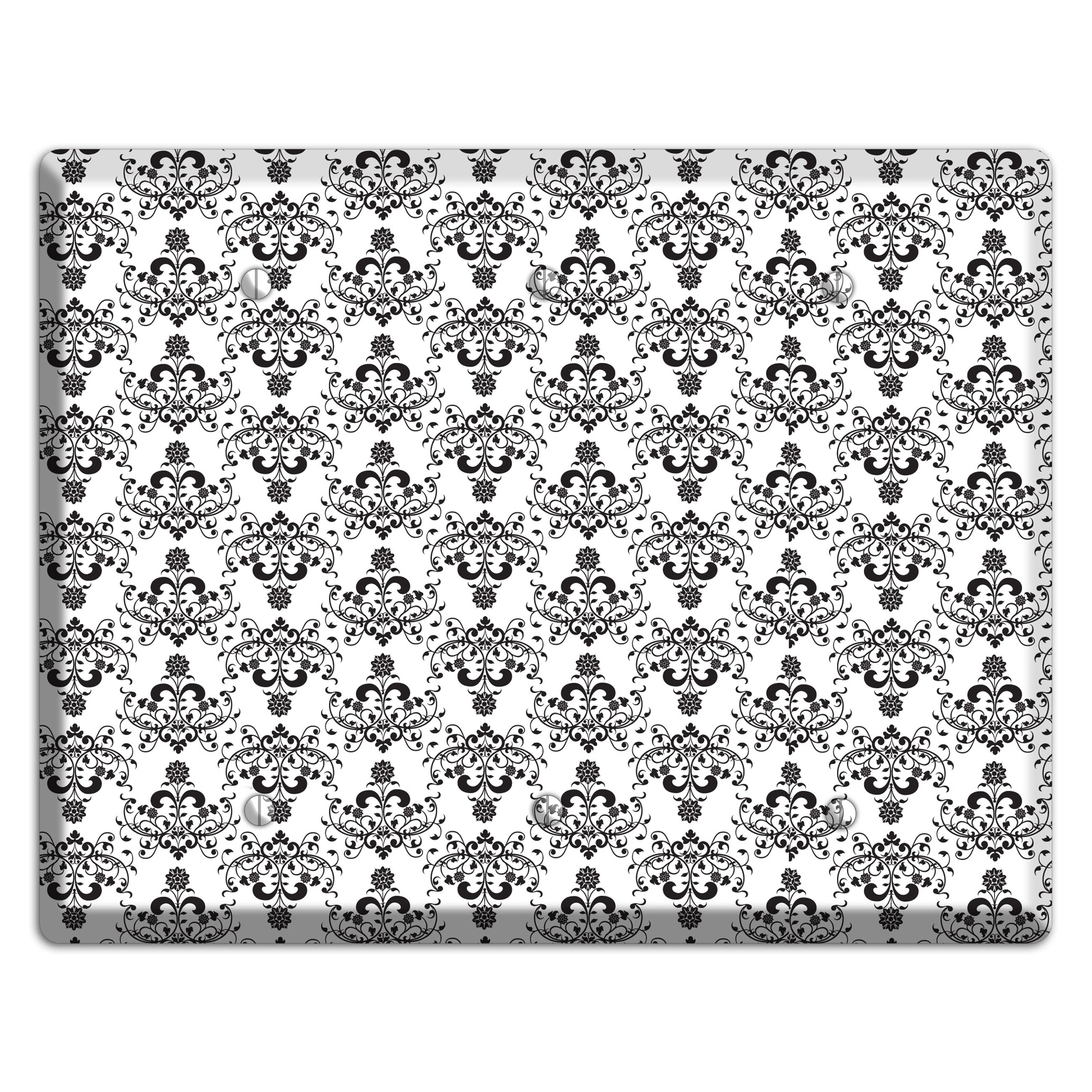 White with Black Cartouche Half Drop 3 Blank Wallplate