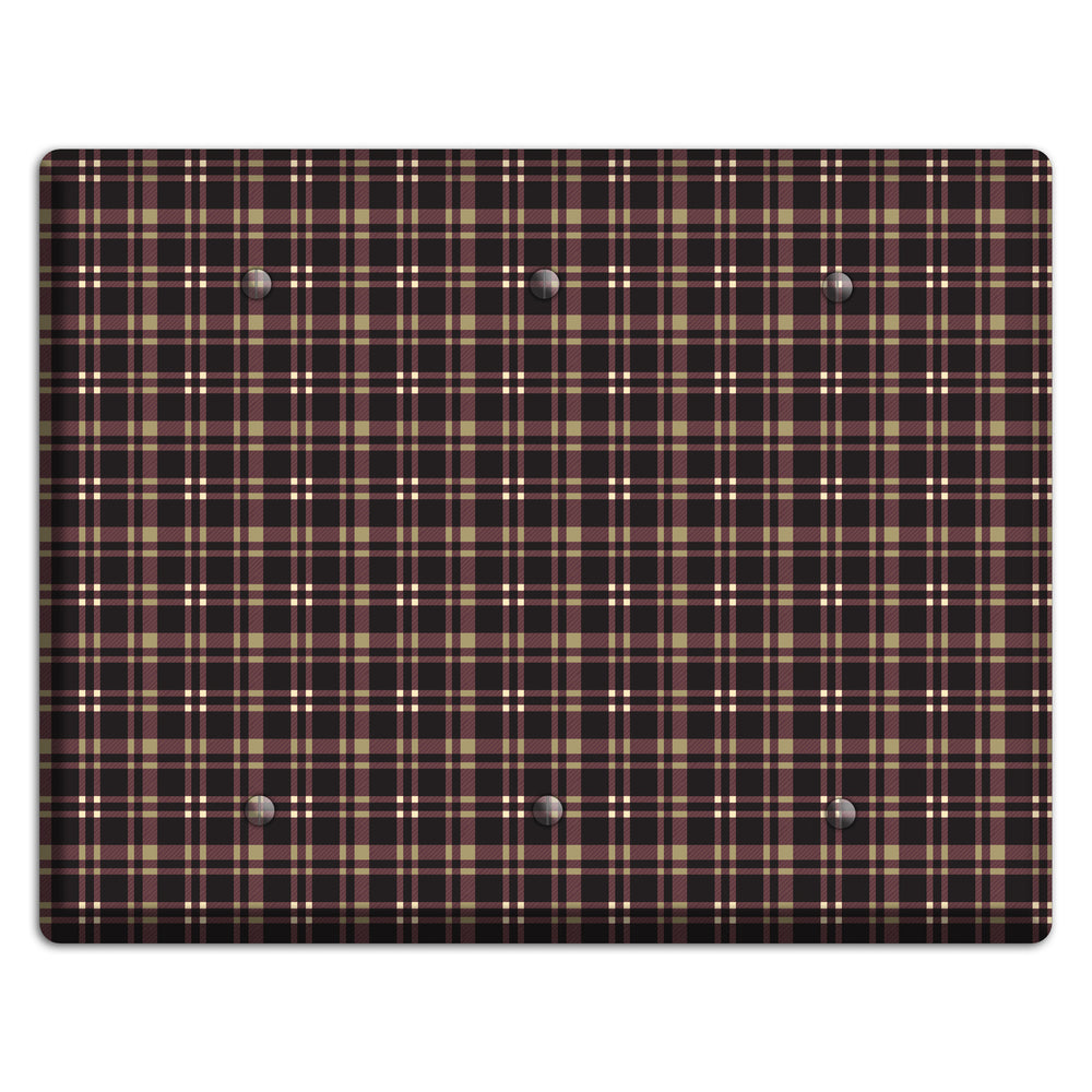 Dark Brown Plaid 3 Blank Wallplate