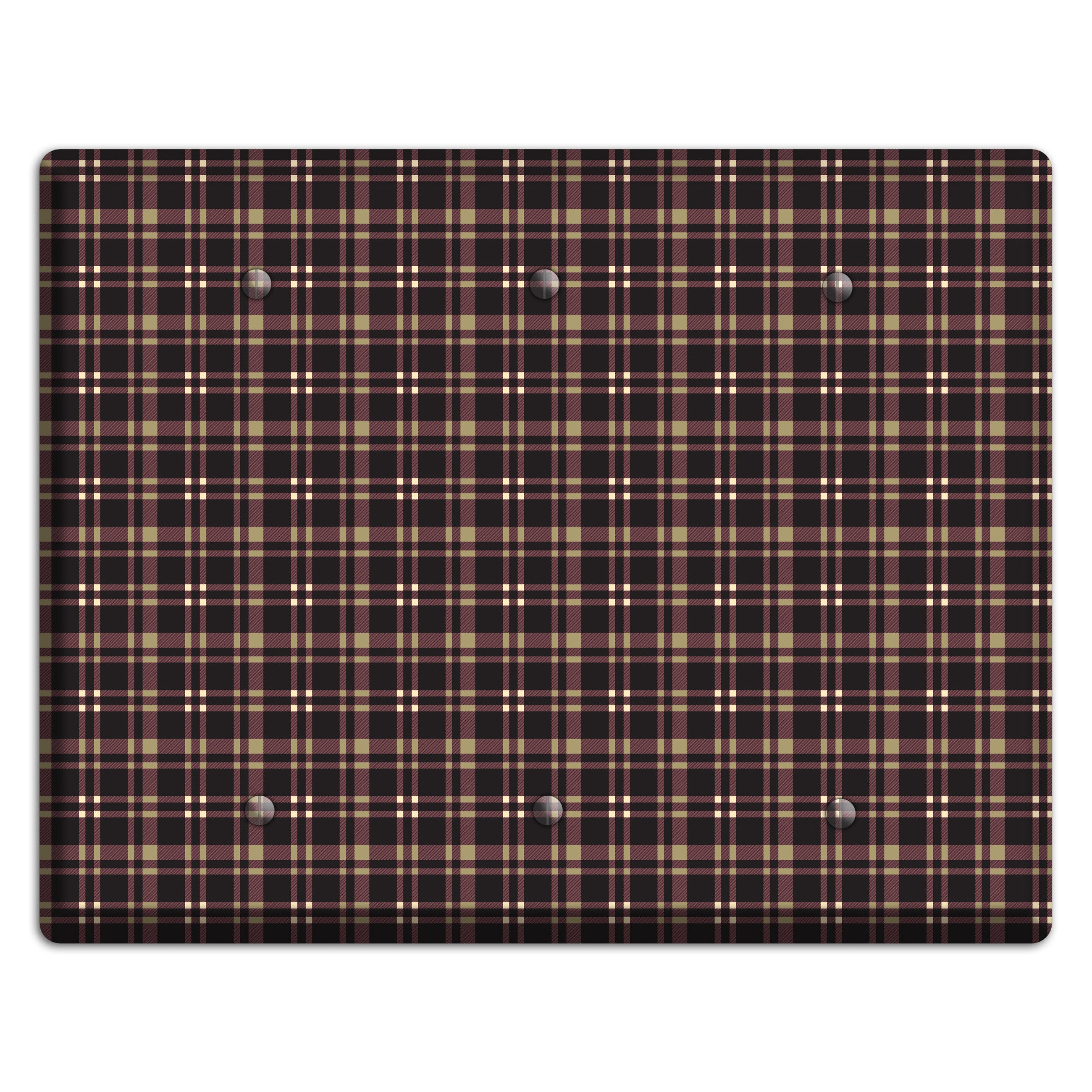 Dark Brown Plaid 3 Blank Wallplate