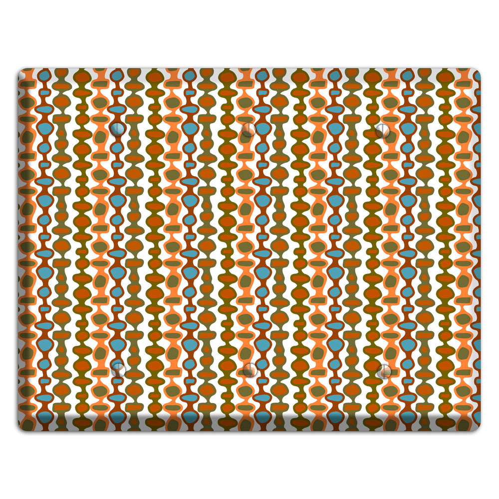 Multi Umber and Dusty Blue Bead and Reel 3 Blank Wallplate