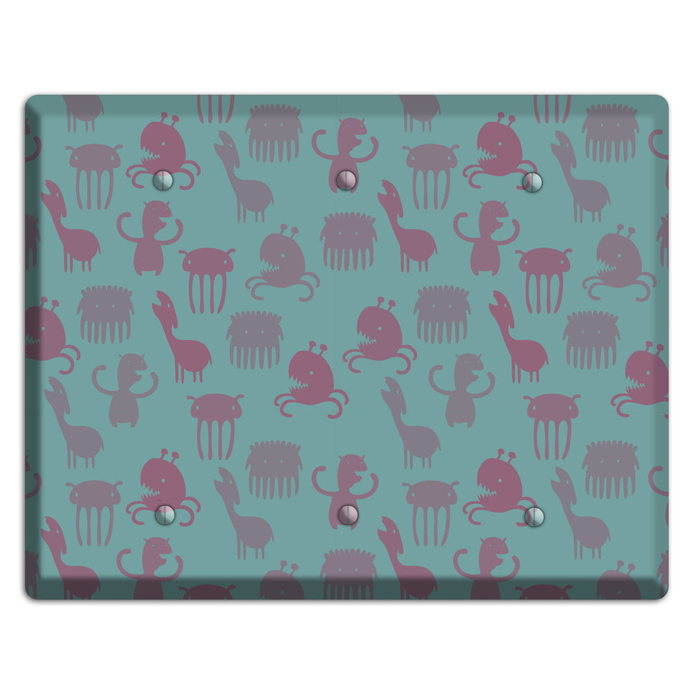 Sily Monsters Green 3 Blank Wallplate