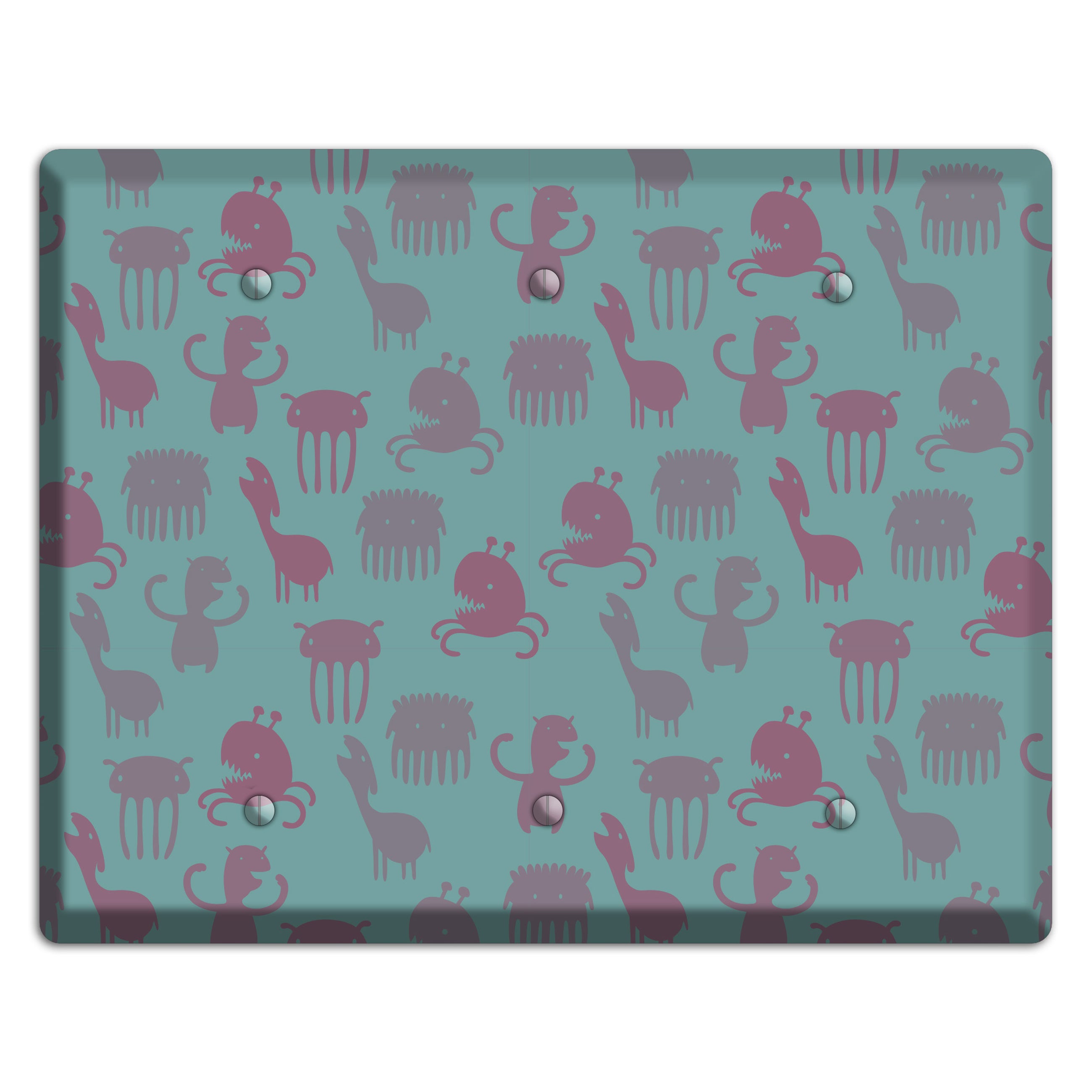 Sily Monsters Green 3 Blank Wallplate