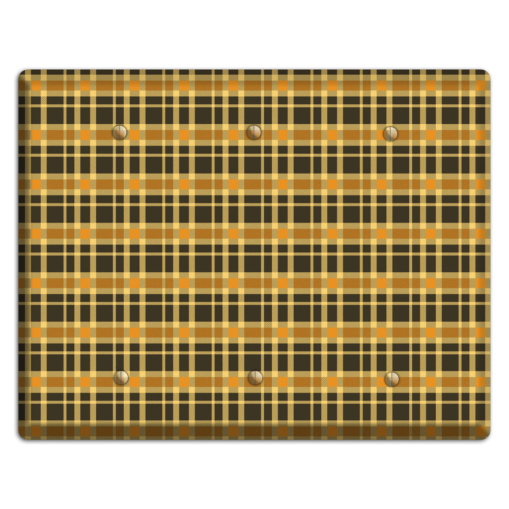 Mustard and Black Plaid 3 Blank Wallplate