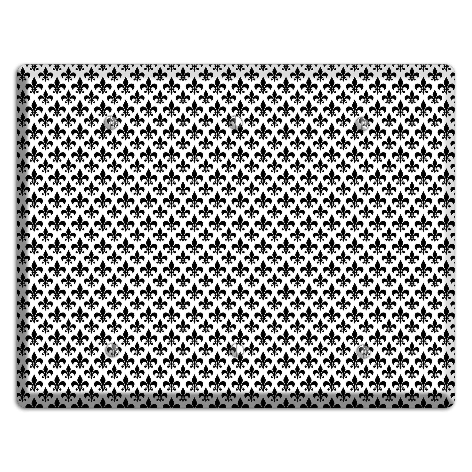 Black and White Fleur de lis 3 Blank Wallplate