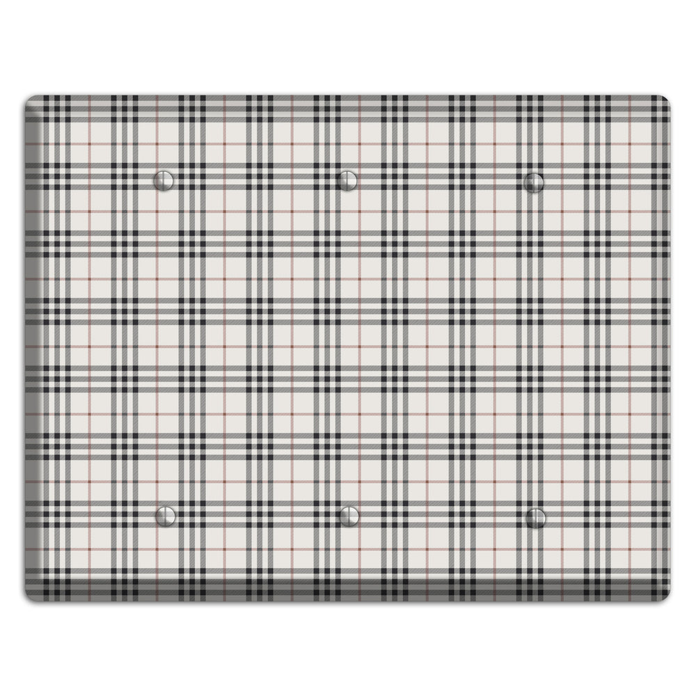 White and Black Plaid 3 Blank Wallplate
