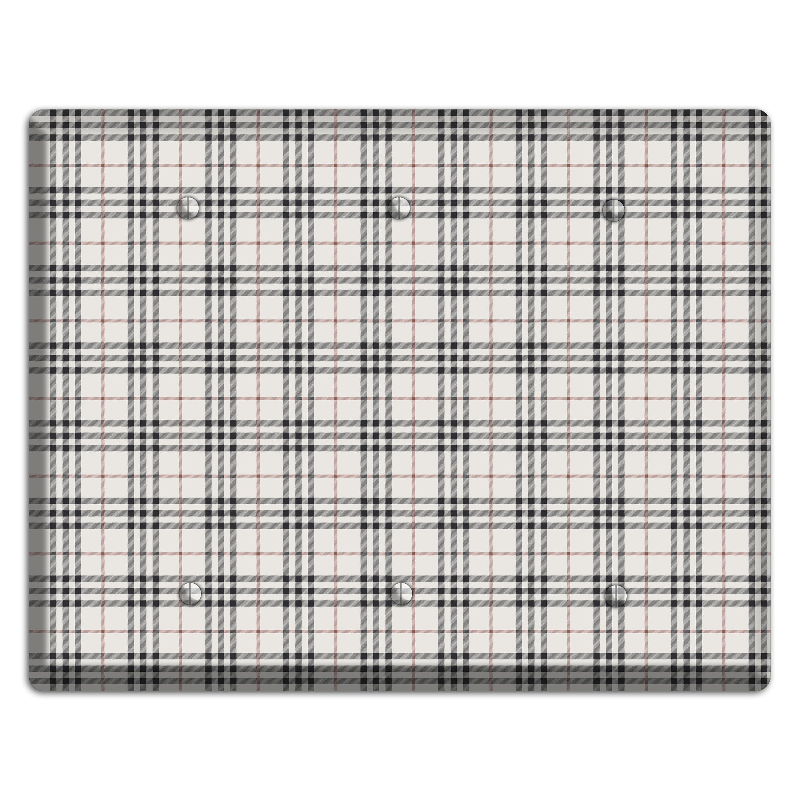 White and Black Plaid 3 Blank Wallplate