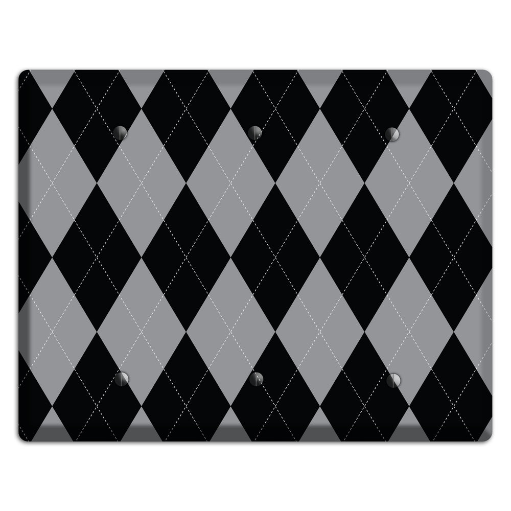 Light Purple and Black 3 Blank Wallplate