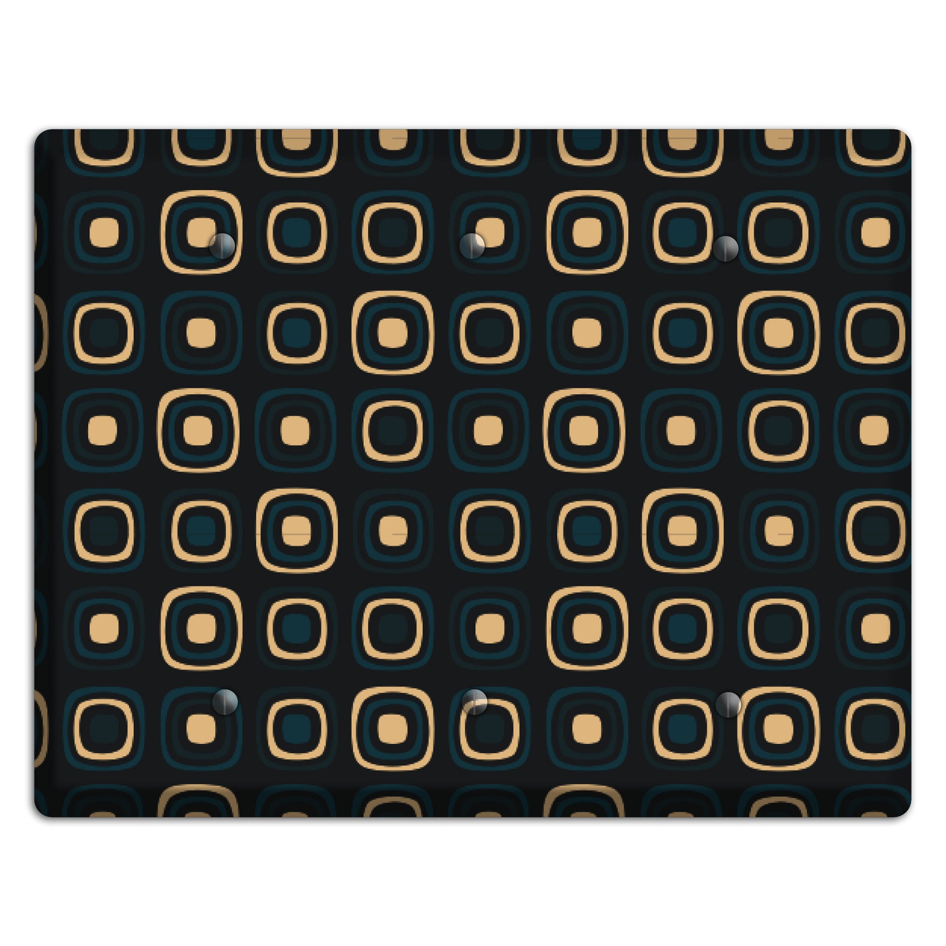 Black and Yellow Rounded Squares 3 Blank Wallplate