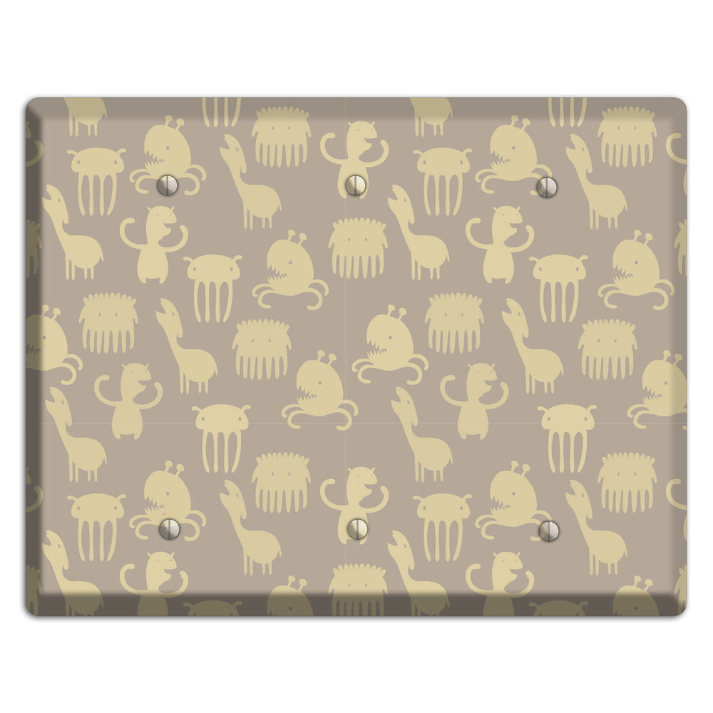 Silly Monsters Brown 3 Blank Wallplate