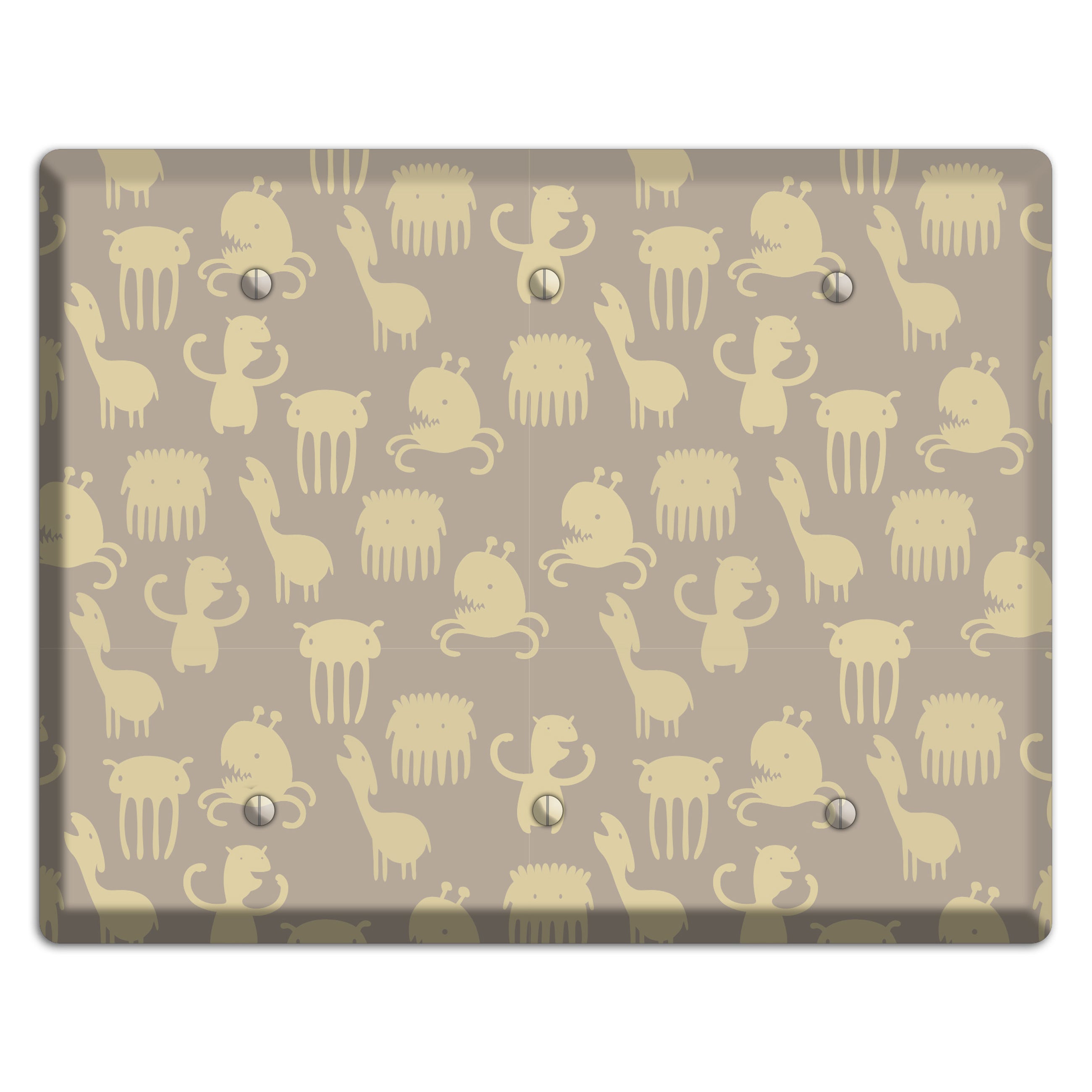 Silly Monsters Brown 3 Blank Wallplate