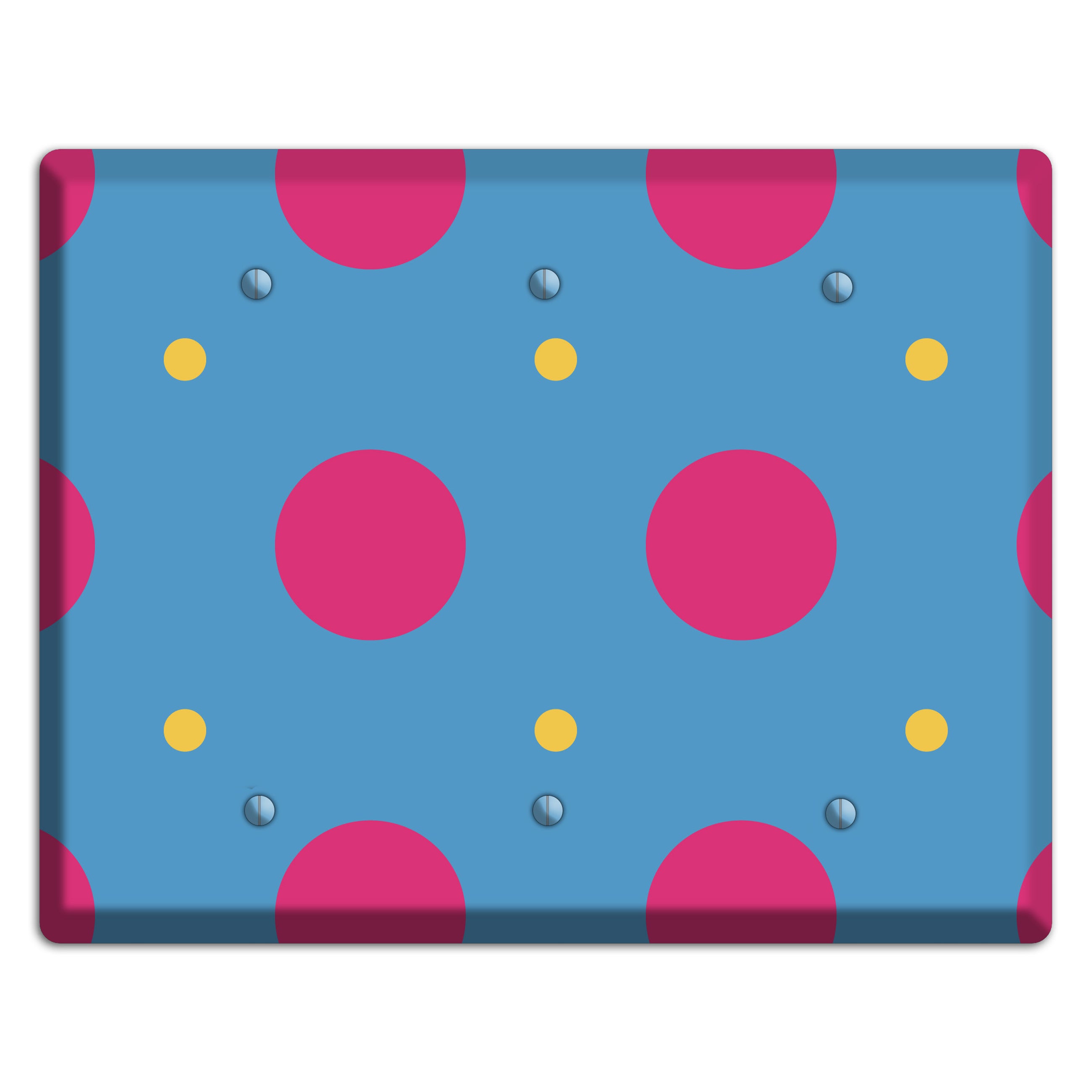 Blue with Pink and Yellow Multi Tiled Medium Dots 3 Blank Wallplate