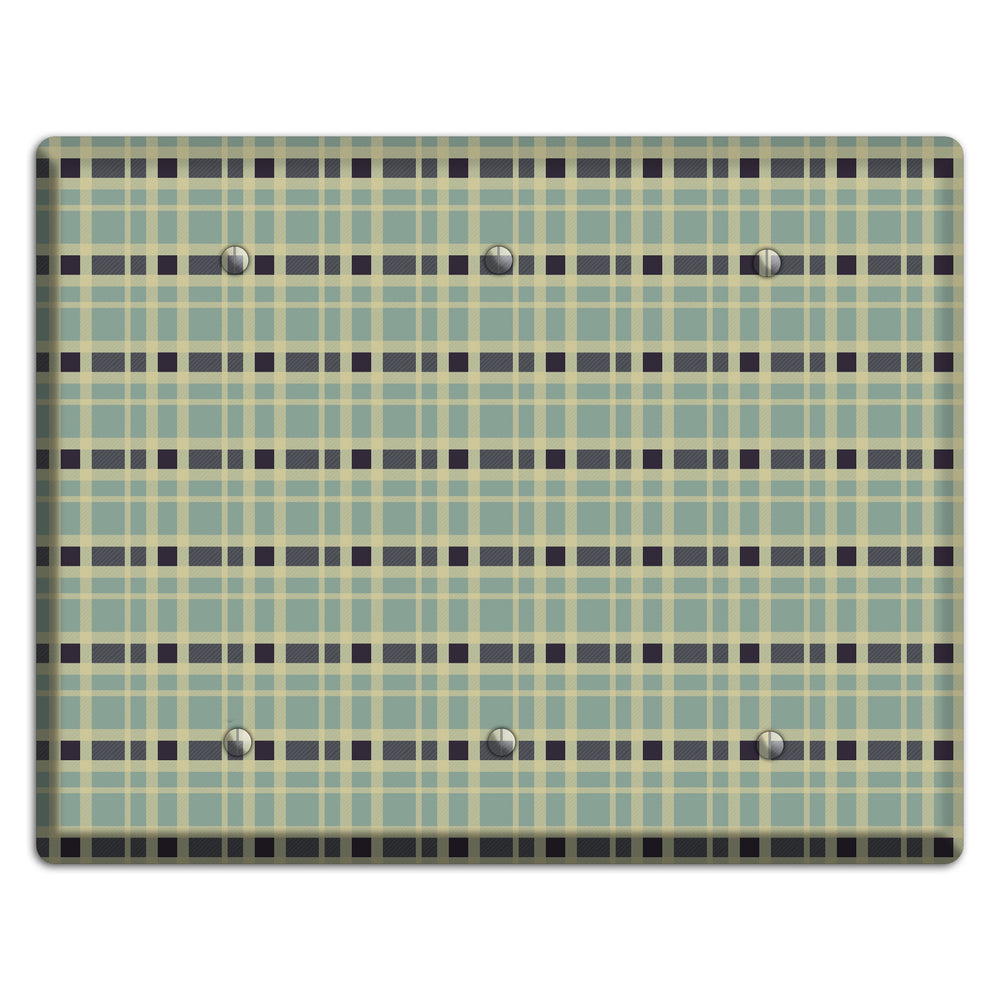 Sage and Black Plaid 3 Blank Wallplate